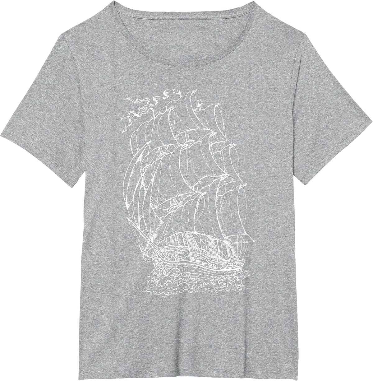 Pirate Ship Vintage Retro Nautical Sailing Boat Captain T-Shirt - Heather Grey