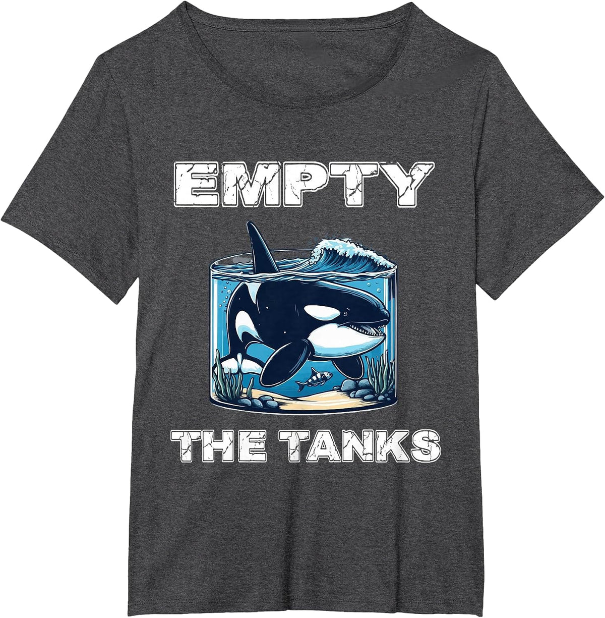 Empty The Tanks - Orca Rescue - Whale - Orca T-Shirt - Dark Heather Grey
