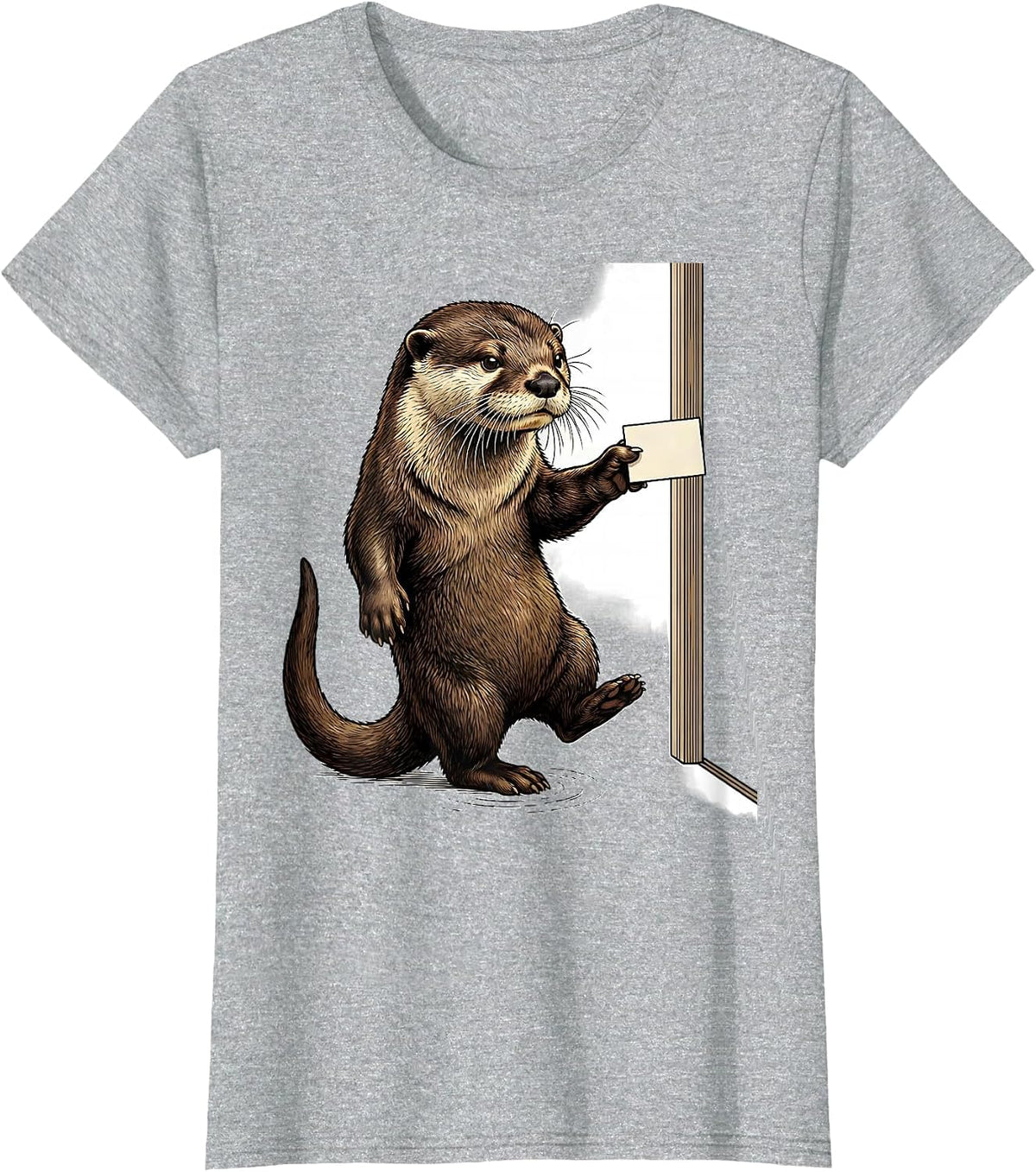 Women's Otter Hall Pass Funny Otter Lover Gift T-Shirt - Heather Grey