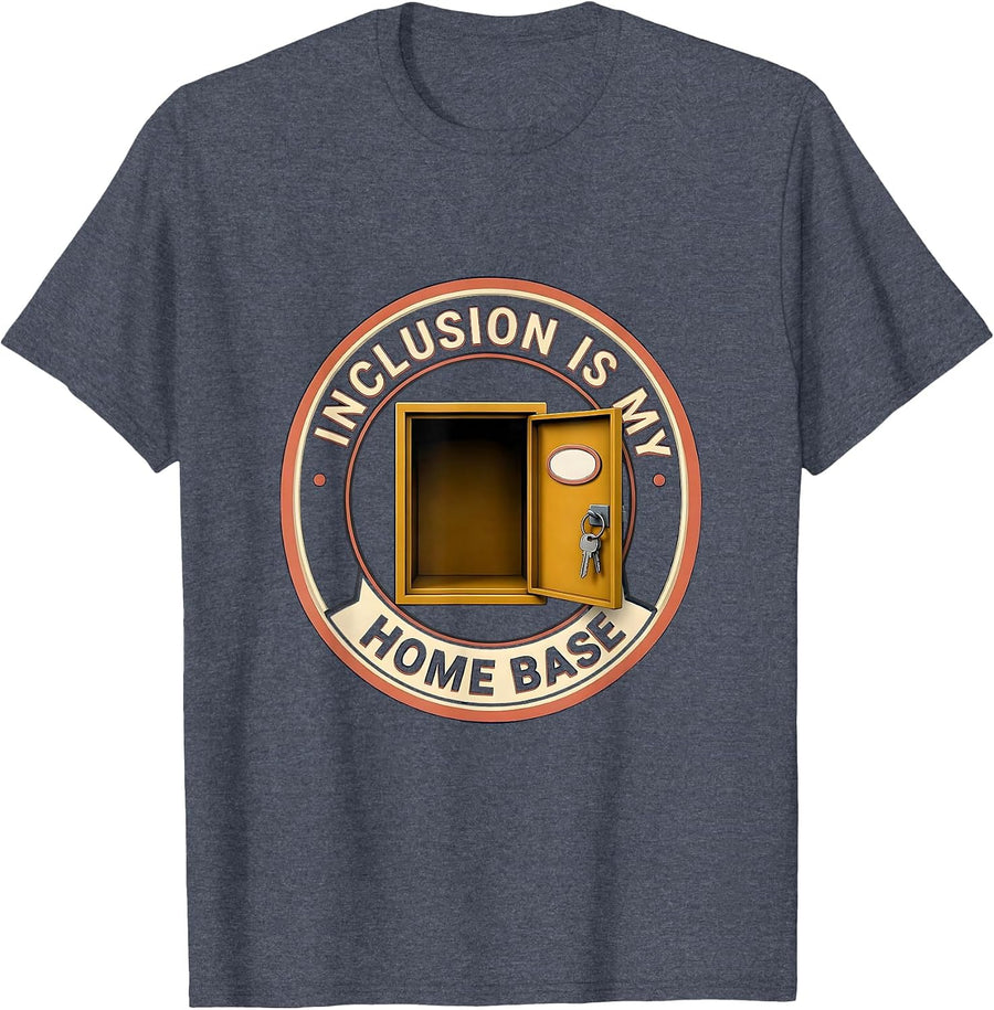 Inclusion Is My Home Base Special Education Teacher Autism T-Shirt - Heather Blue