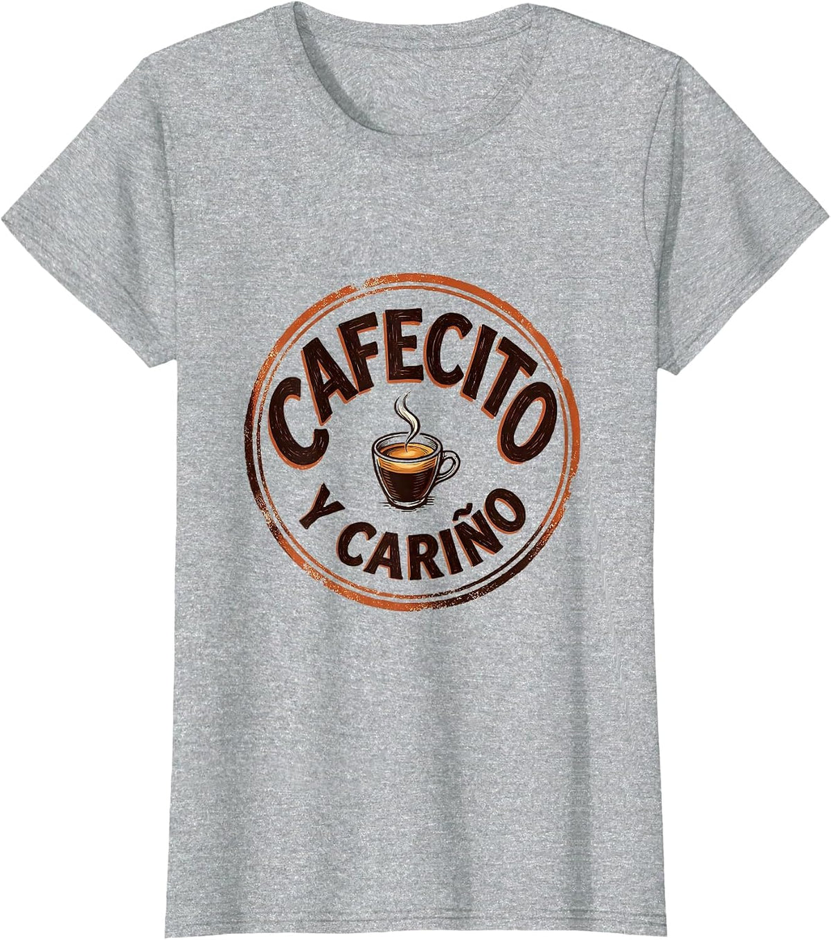 Women's Cafecito Y Cariño Funny Coffee Lover Caffeine Humor T-Shirt - Heather Grey