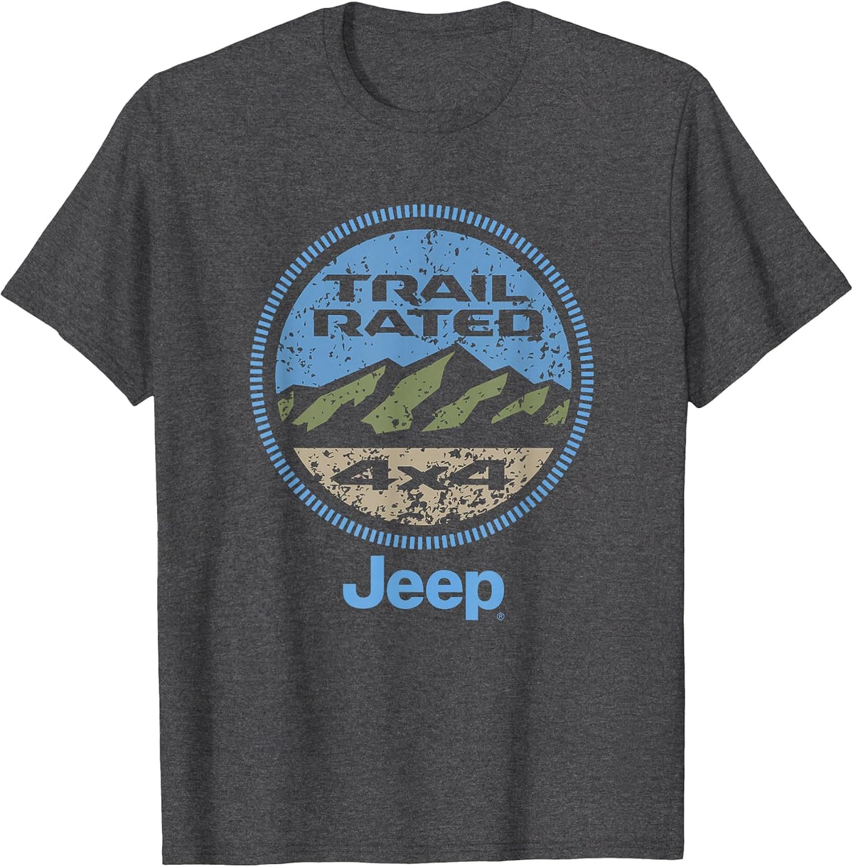 Jeep Trail Rated Badge | Jeep Off Road | Officially Licensed T-Shirt - Dark Heather Grey