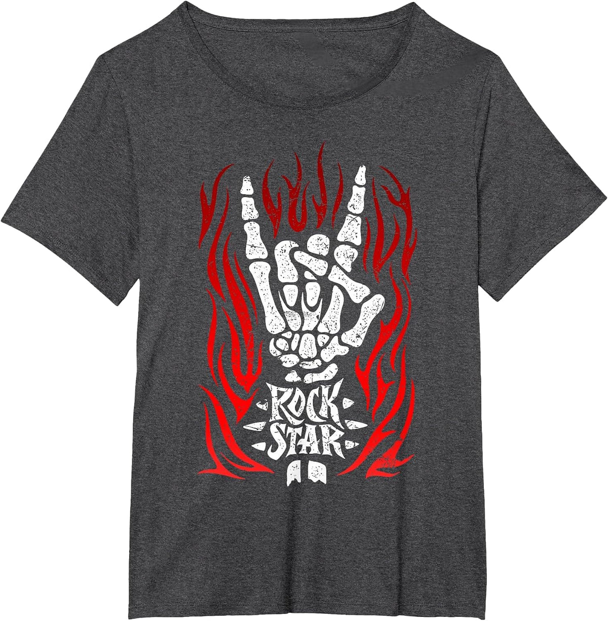 Skeleton Rock Star Tee Heavy Metal Extreme Music Musician T-Shirt - Dark Heather Grey