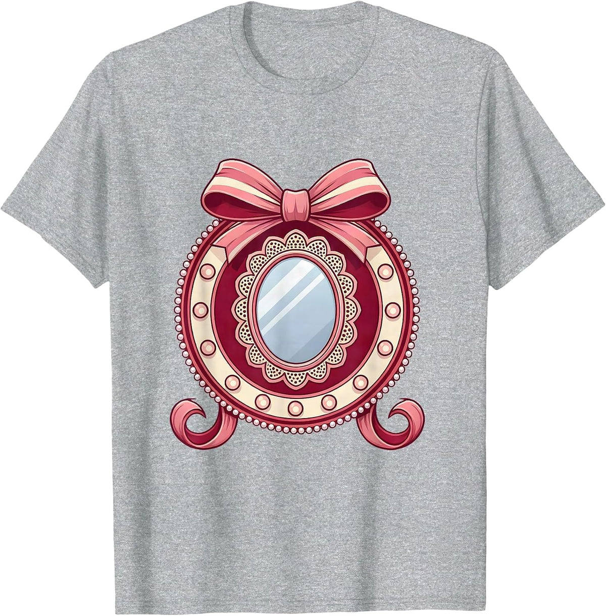 Men's Gigi Vanity Mirror Glowing Lightbulbs Illustration T-Shirt - Heather Grey