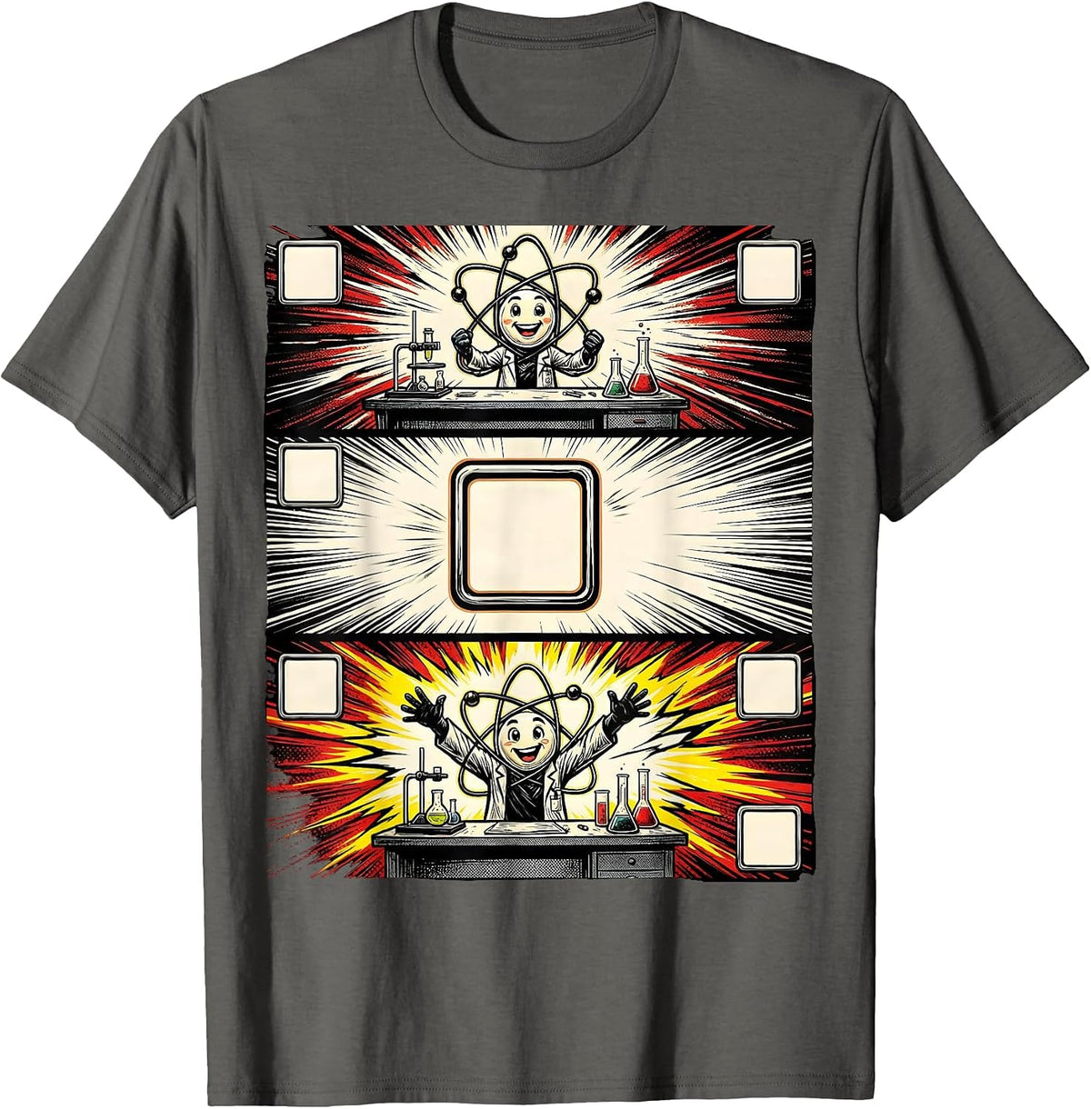 Men's Atom Comic Strip Science Humor Student Gift T-Shirt - Asphalt Grey