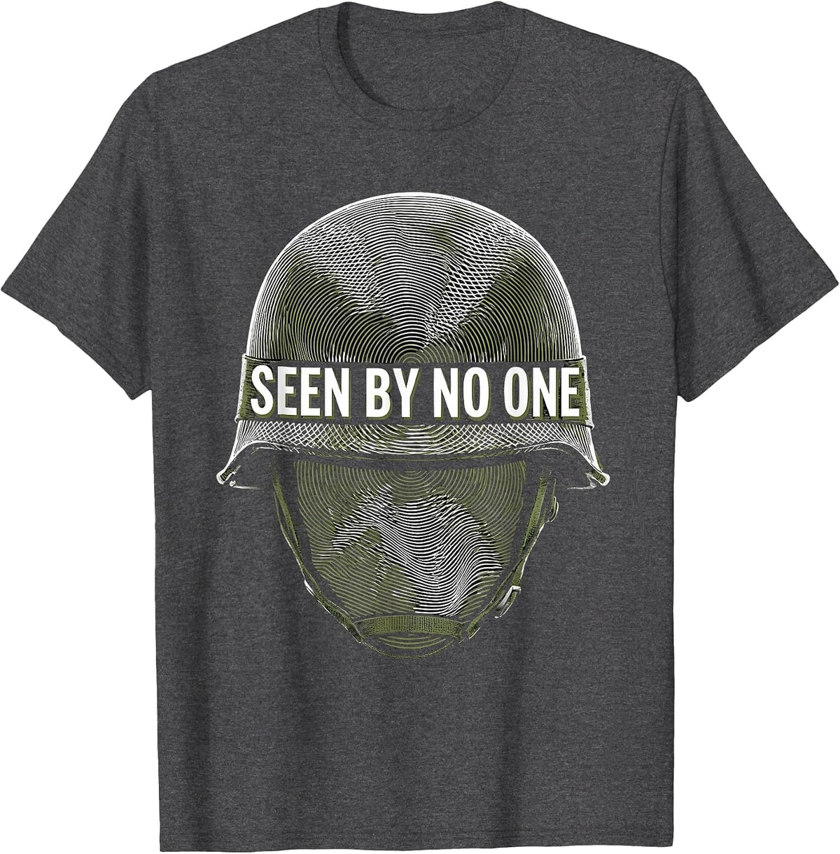 Seen By No One Camouflage Stealth Design T-Shirt - Dark Heather Grey