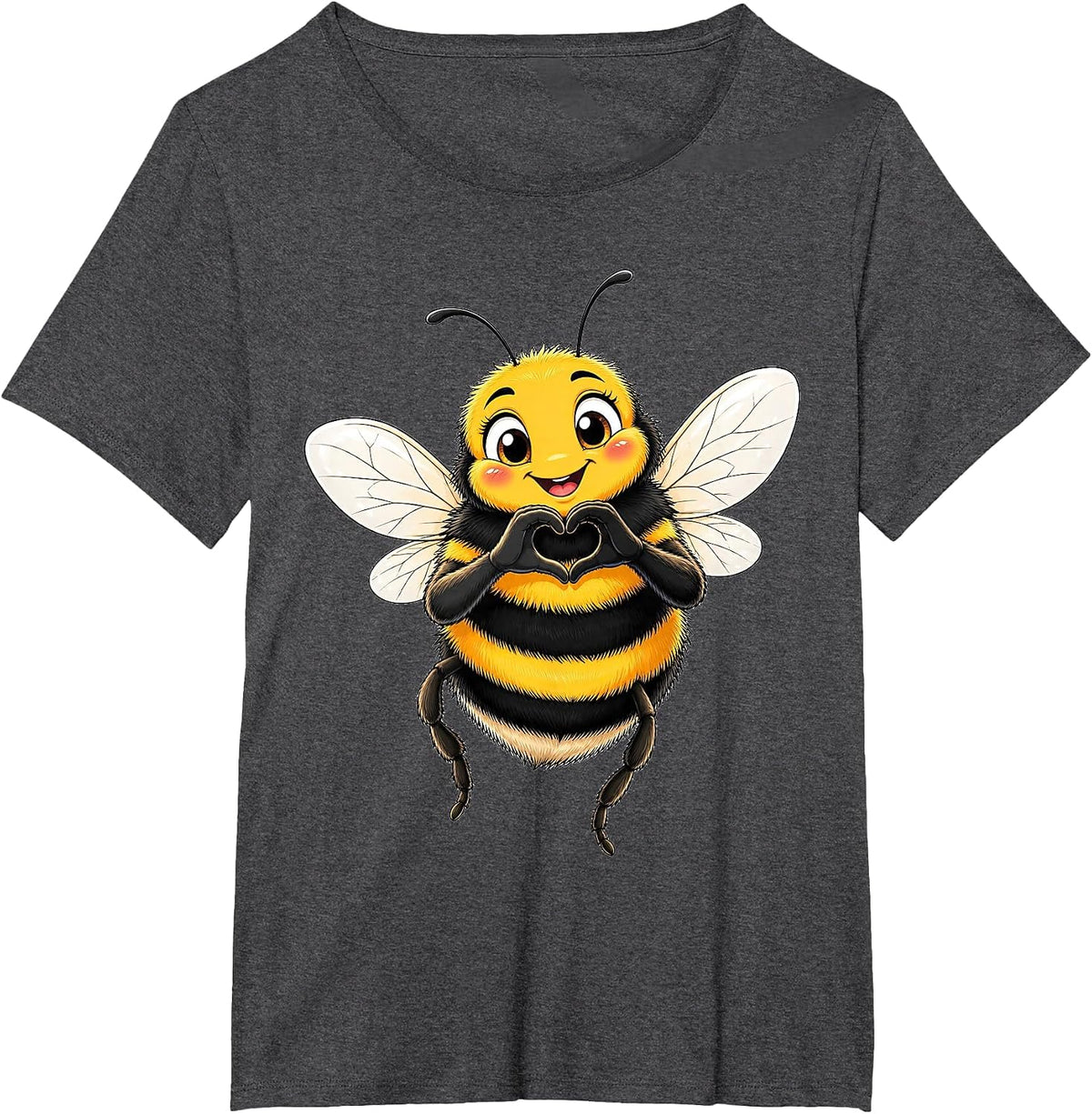 Bumblebee with Heart | Cute Bumblebee with Heart Symbol T-Shirt - Dark Heather Grey