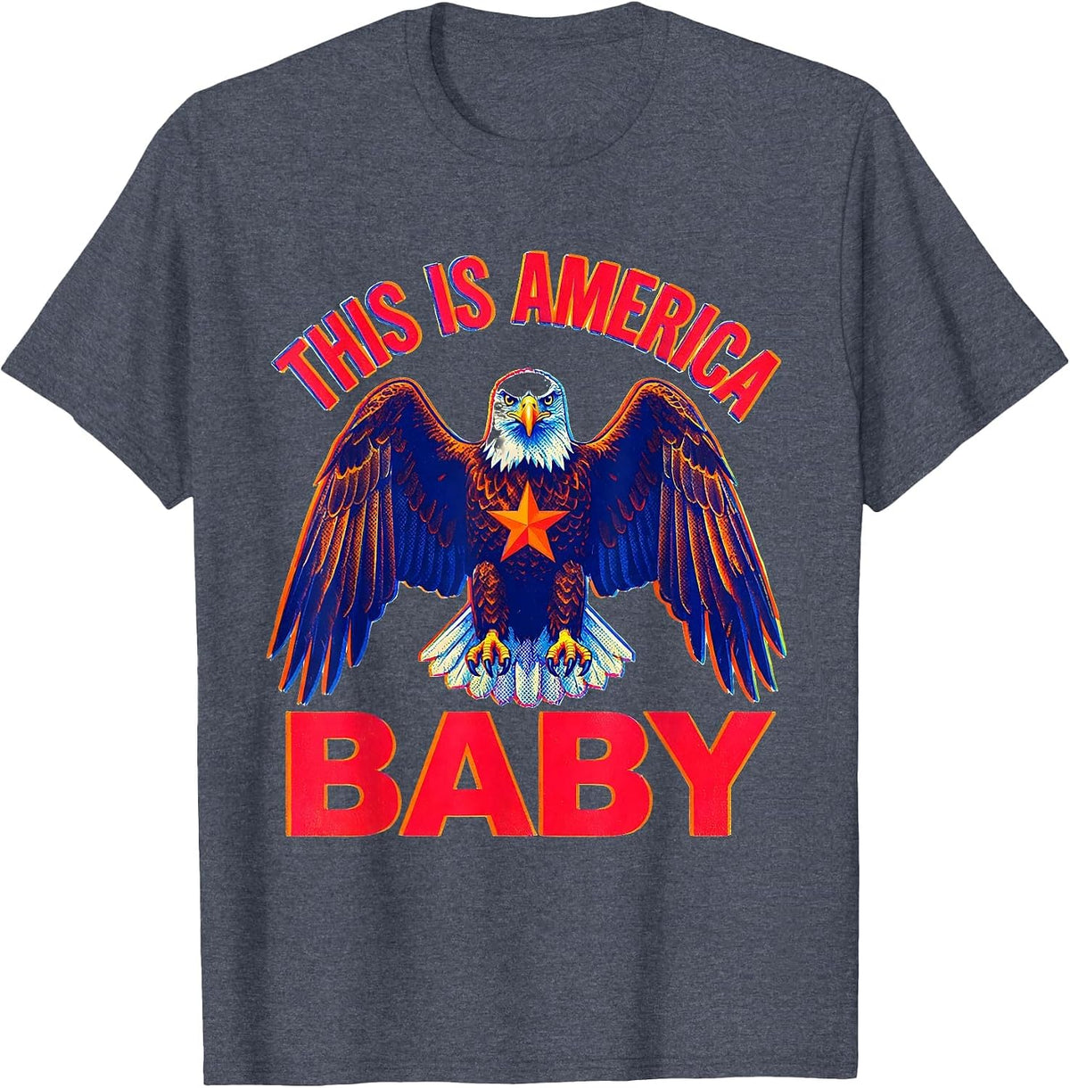 This Is America Baby Patriotic Graphic Design T-Shirt, Men, Heather Blue, XX-Large - As Pictured