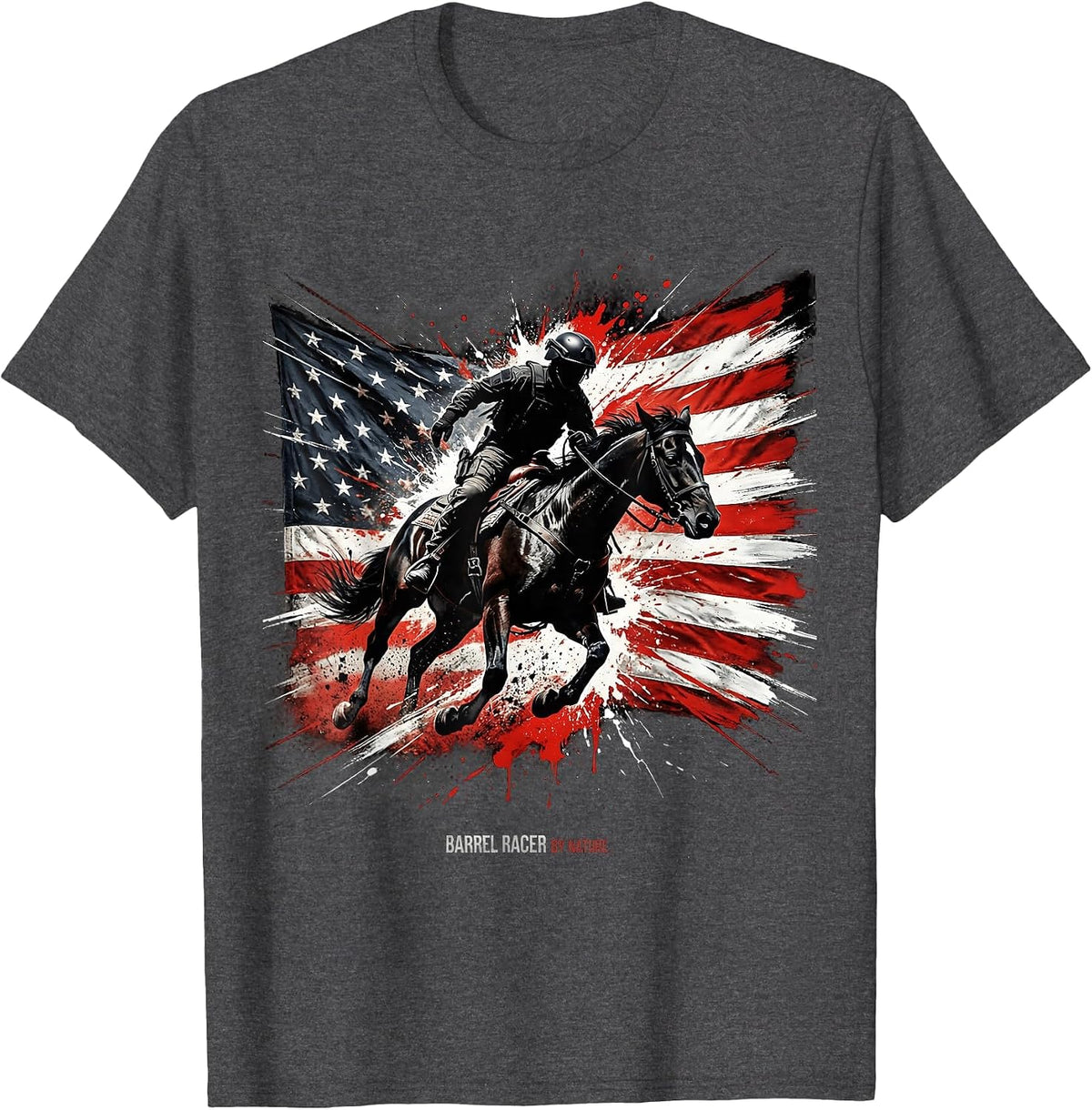 Barrel Racer By Nature Rodeo Design T-Shirt - Dark Heather Grey