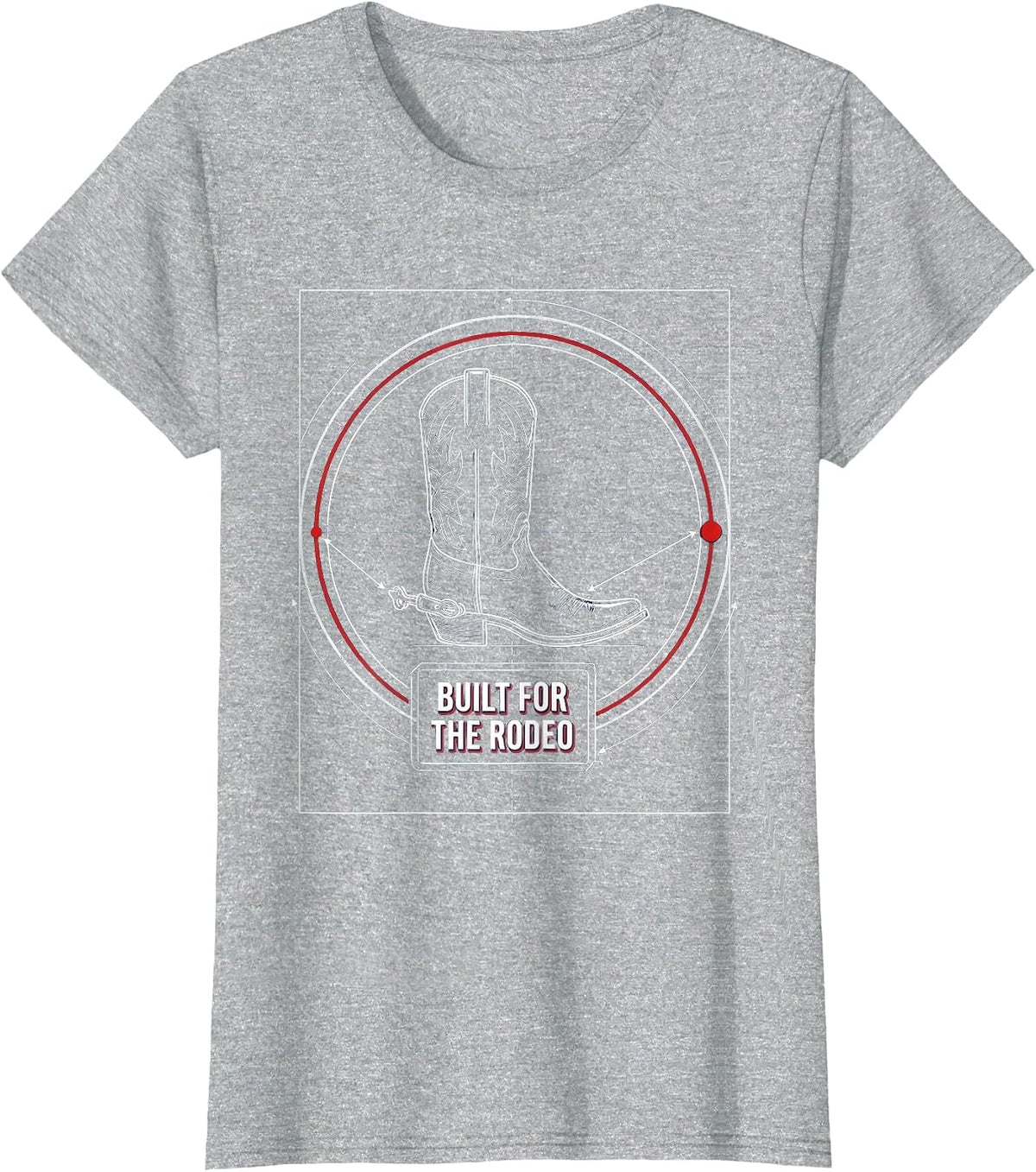 Built for the Rodeo Cowboy Graphic Design T-Shirt - Heather Grey