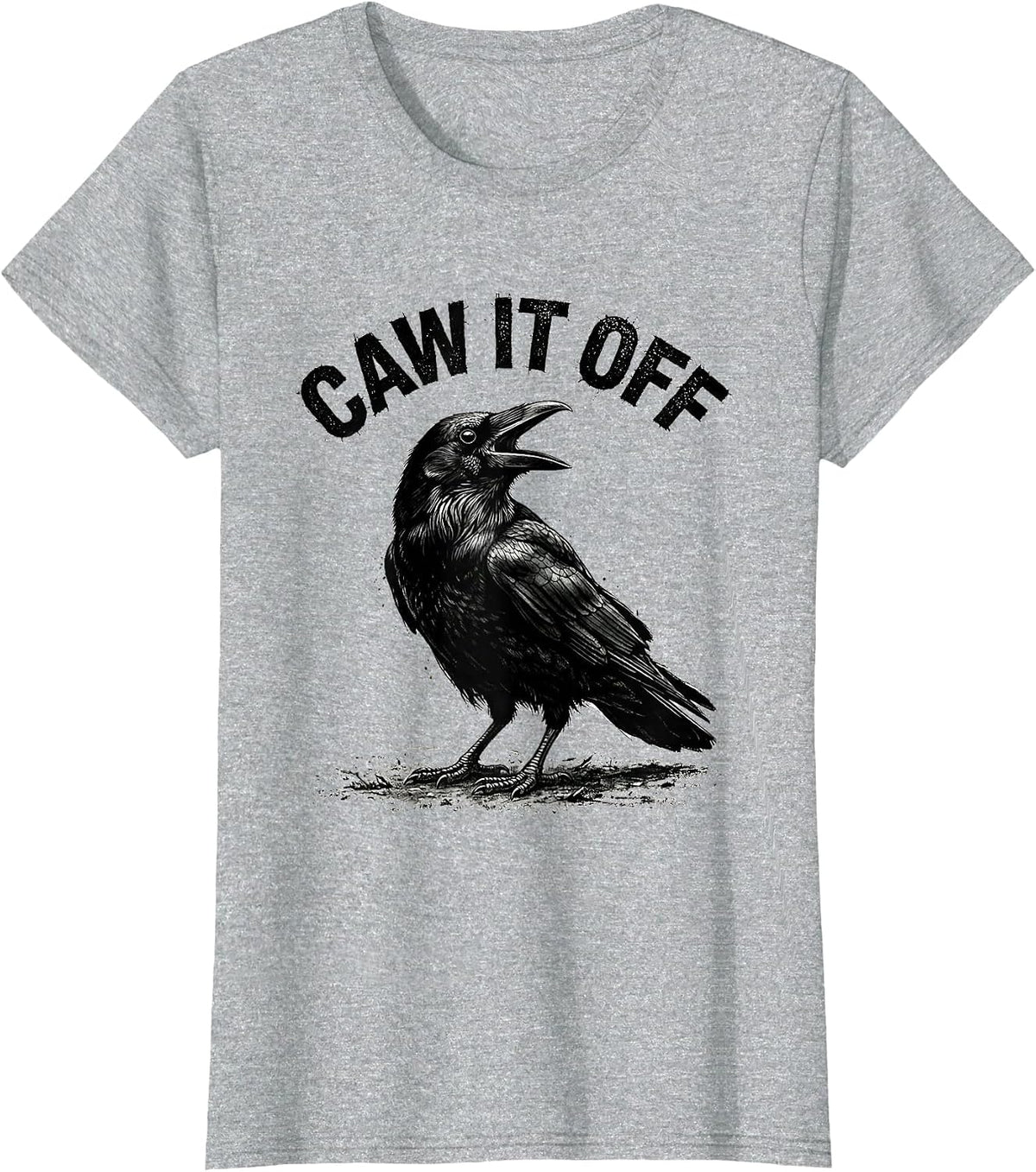 Caw It Off Gothic Crow Raven Bird Pun Humor T-Shirt - Heather Grey