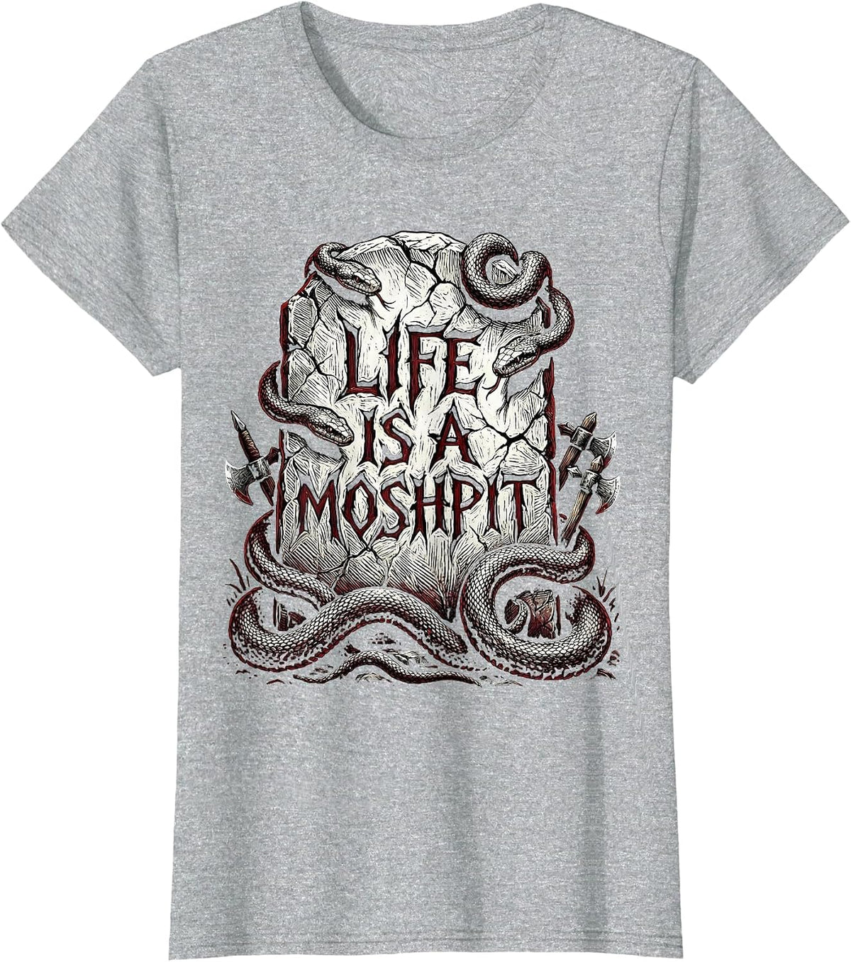 Life Is A Moshpit Metal Band Graphic Design T-Shirt - Heather Grey
