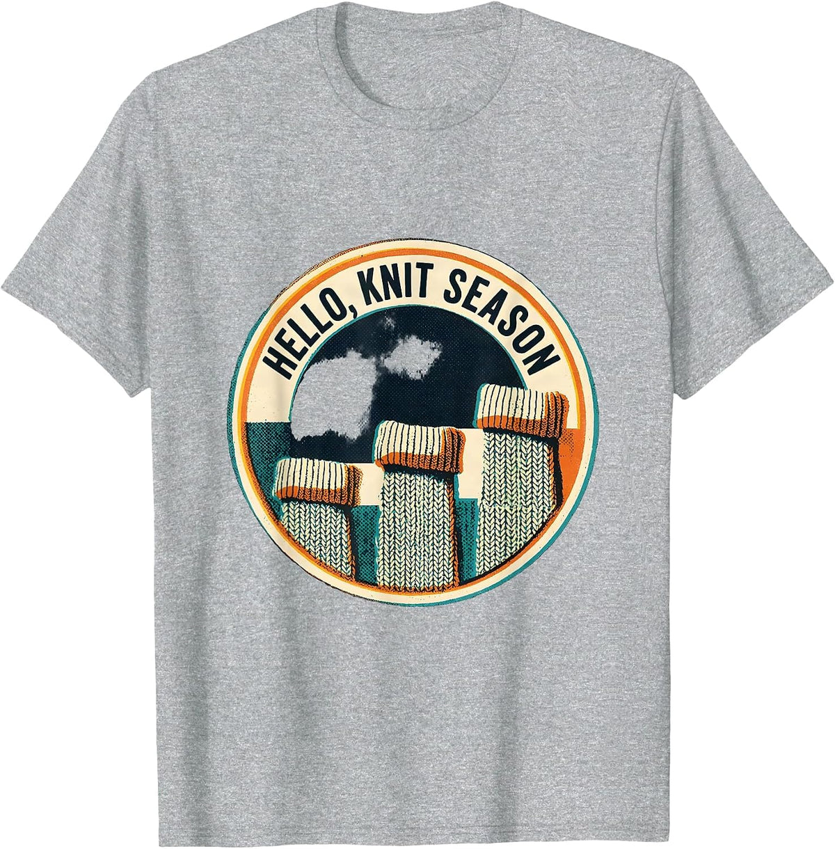 Men's Hello, Knit Season Cozy Autumn Knit Lover Gift T-Shirt - Heather Grey