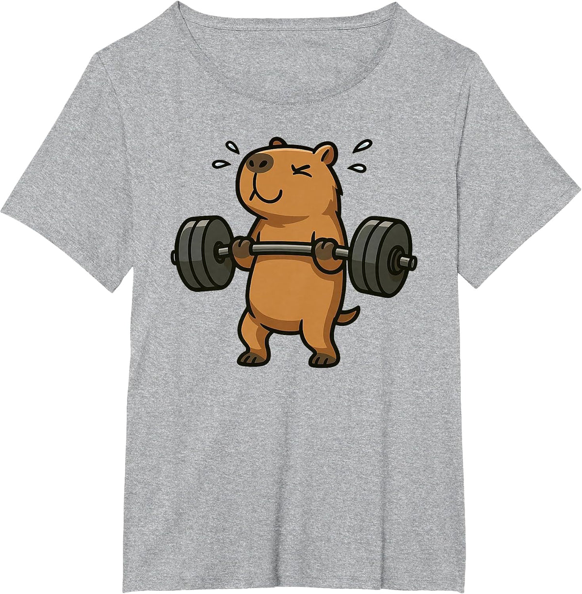 Funny Capybara Workout Gym Fitness Weightlifting Deadlift T-Shirt - Heather Grey