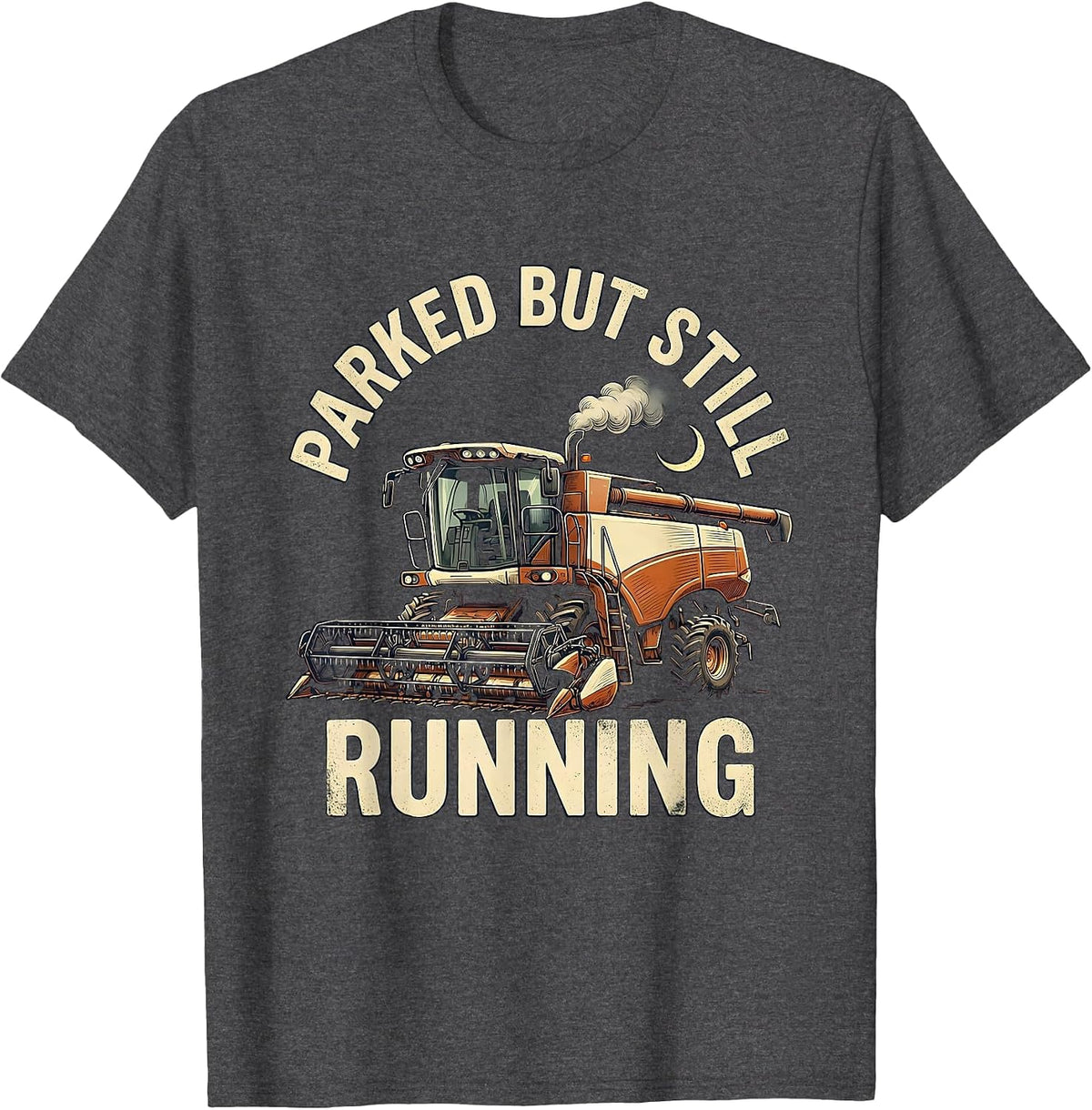Men's Parked But Still Running Vintage Combine Harvester Farmer T-Shirt - Dark Heather Grey