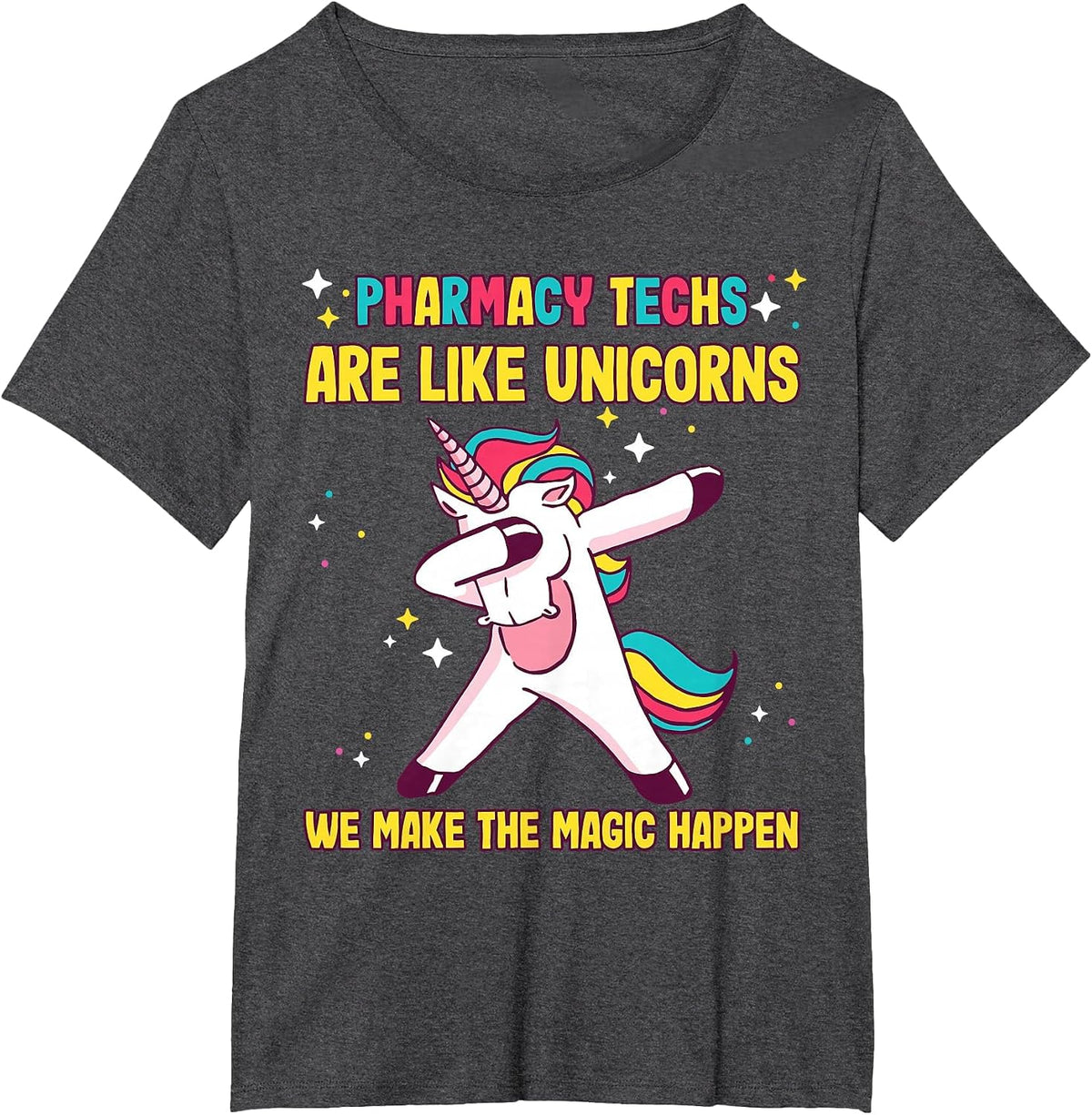 Pharmacy Technician Pharmacy School pharmtech Unicorn Design T-Shirt - Dark Heather Grey