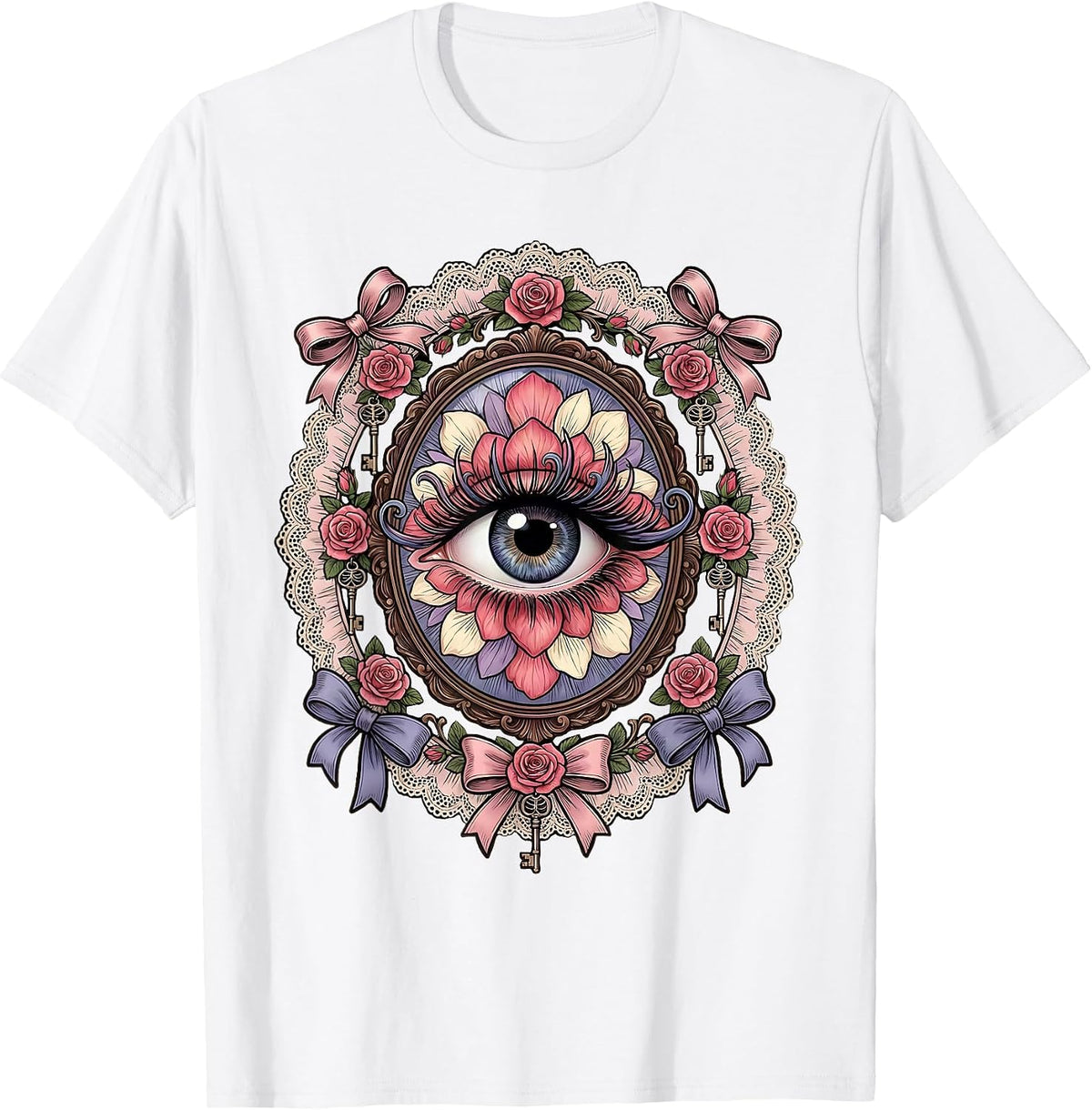 Men's Bold Eye Long Lashes Graphic Tee Gigi Design T-Shirt - White
