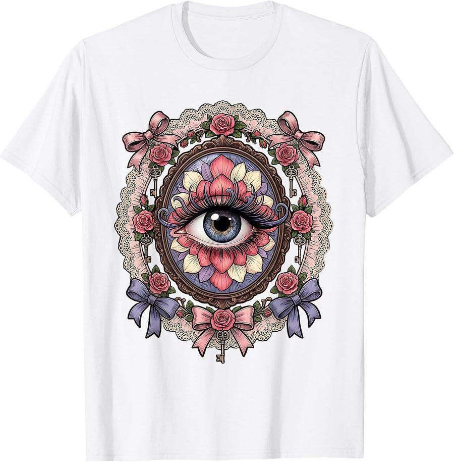 Men's Bold Eye Long Lashes Graphic Tee Gigi Design T-Shirt - White