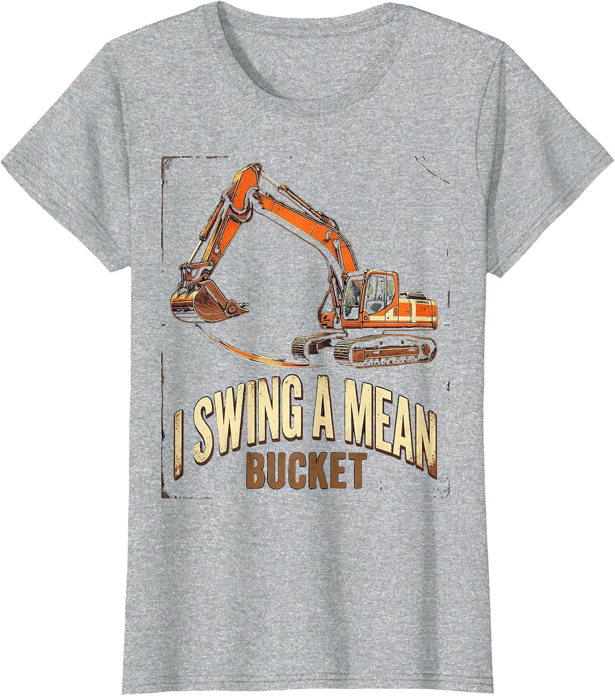 I Swing A Mean Bucket Vintage Construction Worker T-Shirt - Heather Grey