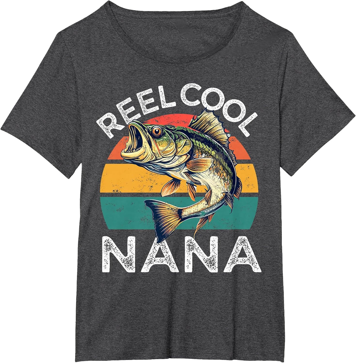 Fishing Reel Cool Nana Mothers Day Funny Bass Mom T-Shirt - Dark Heather Grey