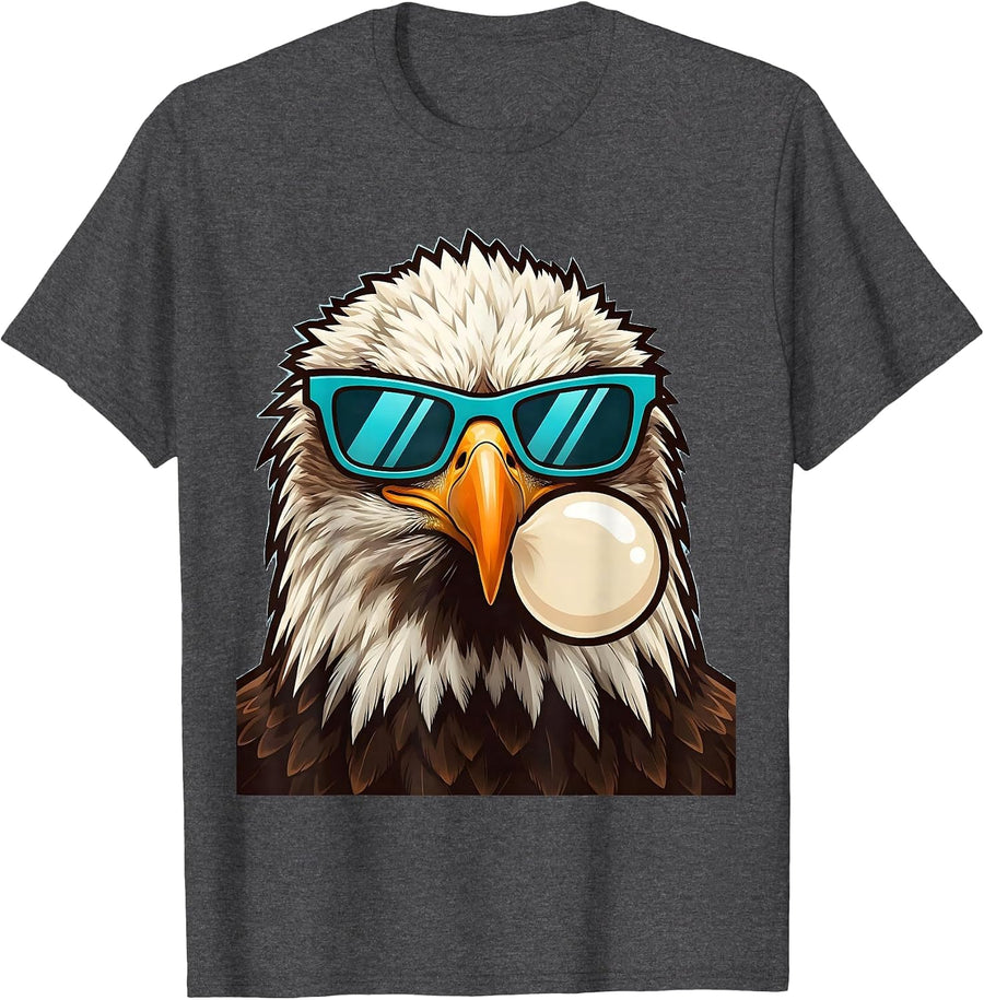 Men's Bald Eagle Mascot Sunglasses Eagle Lover Humor T-Shirt - Dark Heather Grey