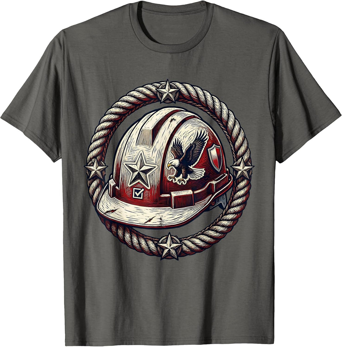 Men's Patriotic Hard Hat Voting Labor Day Graphic T-Shirt - Asphalt Grey