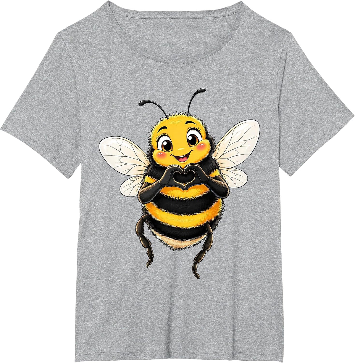 Bumblebee with Heart | Cute Bumblebee with Heart Symbol T-Shirt - Heather Grey
