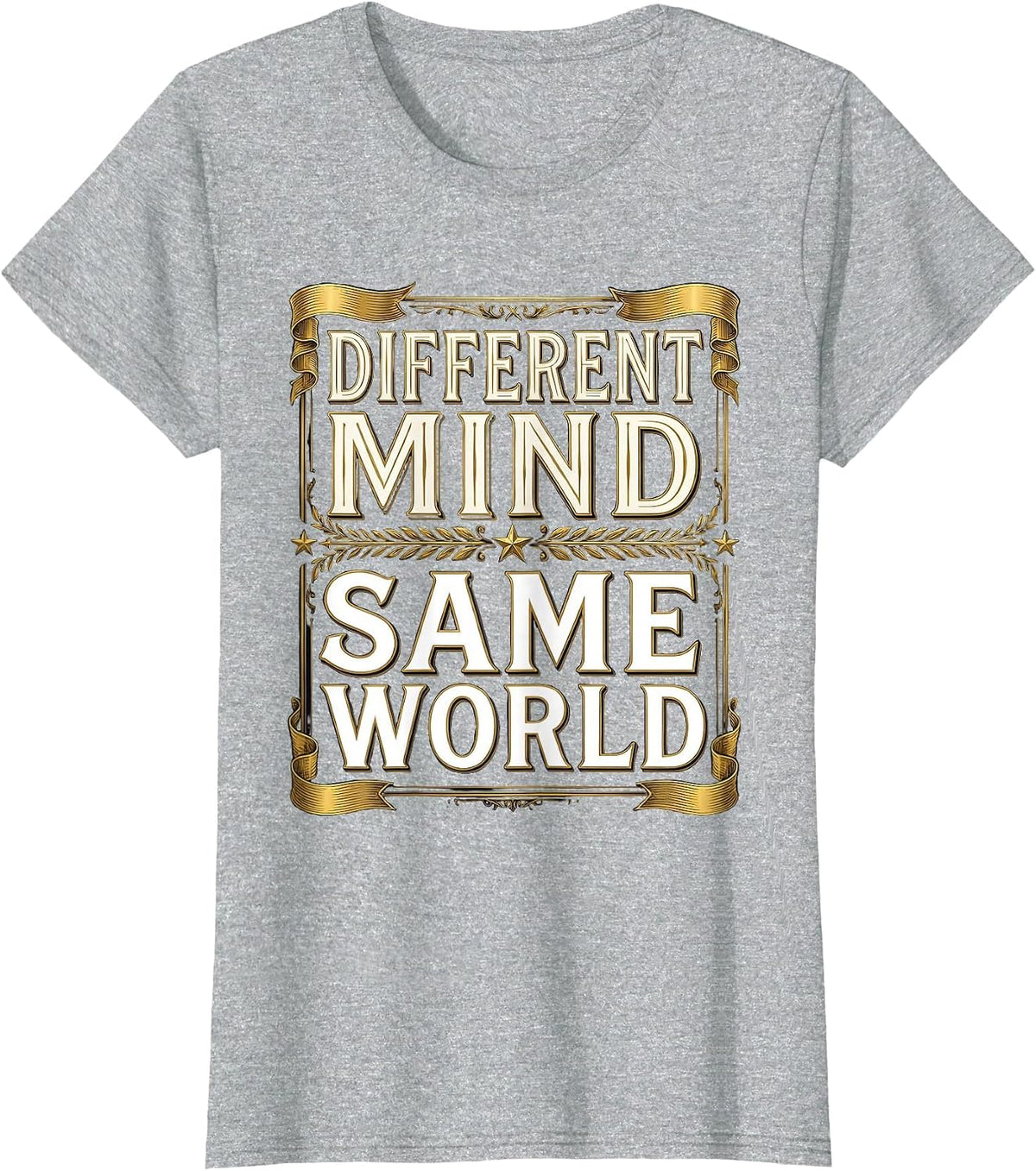 Different Mind Same World Neurodiversity Design T-Shirt - Heather Grey