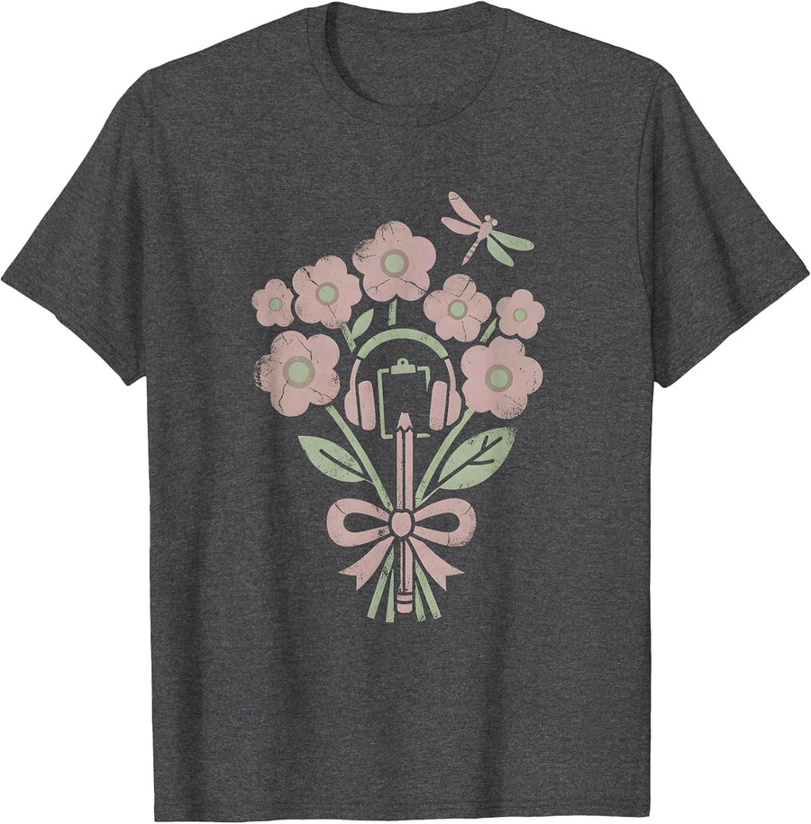 Men's Paraprofessional Headset Desk Illustration Gift T-Shirt - Dark Heather Grey