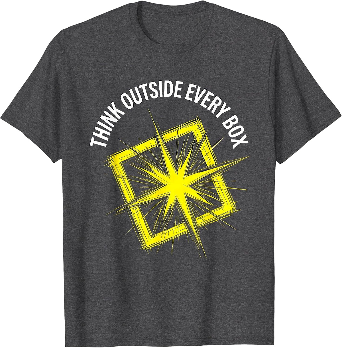 Men's Think Outside Every Box Neurodiversity Design T-Shirt - Dark Heather Grey