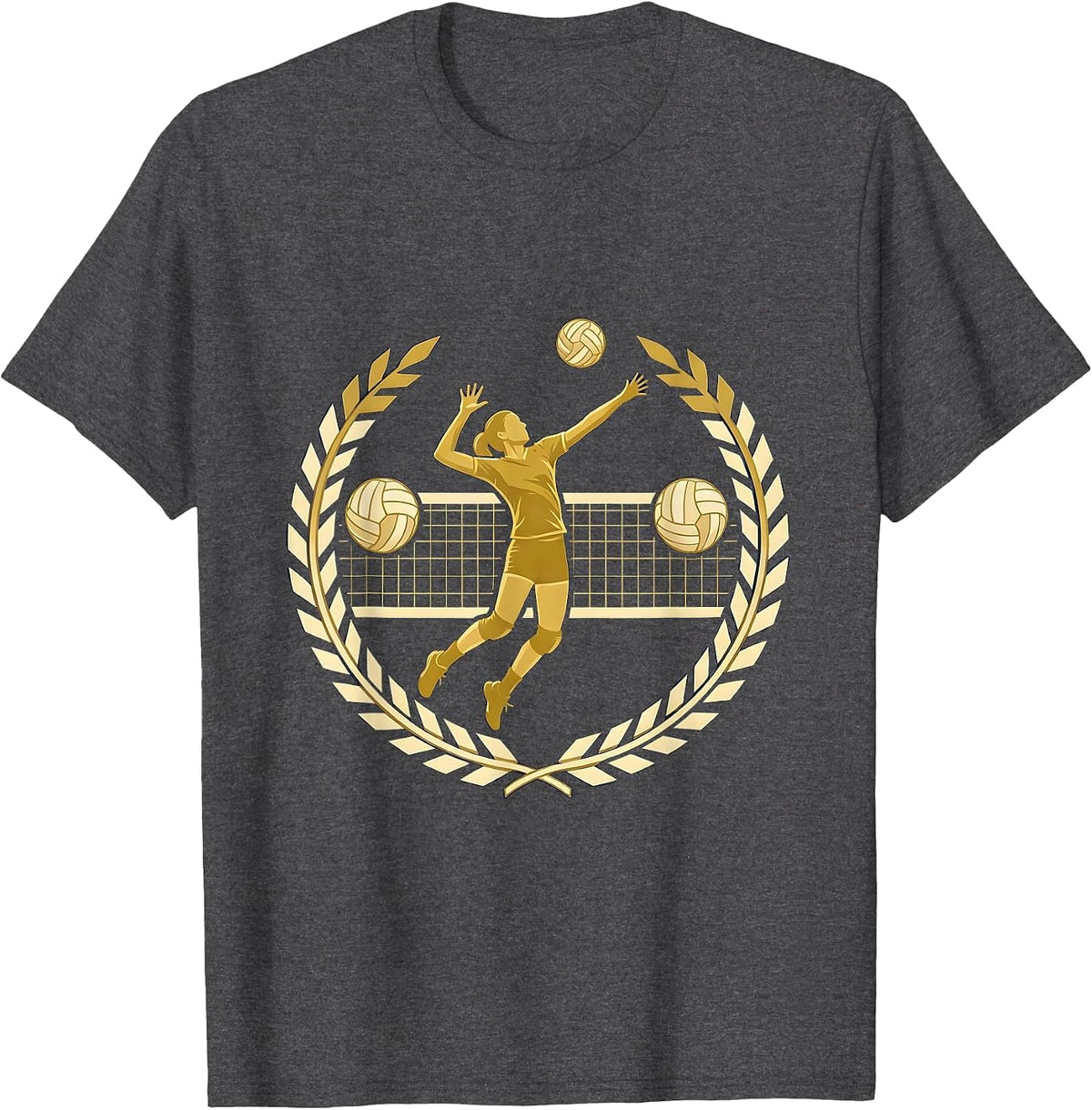 Men's Volleyball Player Jump Silhouette Graphic T-Shirt - Dark Heather Grey
