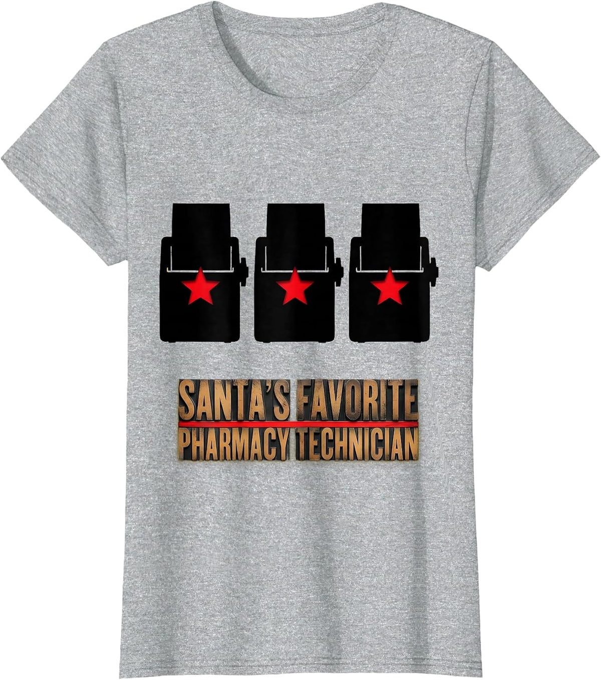 Santa's Favorite Pharmacy Technician Funny Pharmacy Tech T-Shirt - Heather Grey