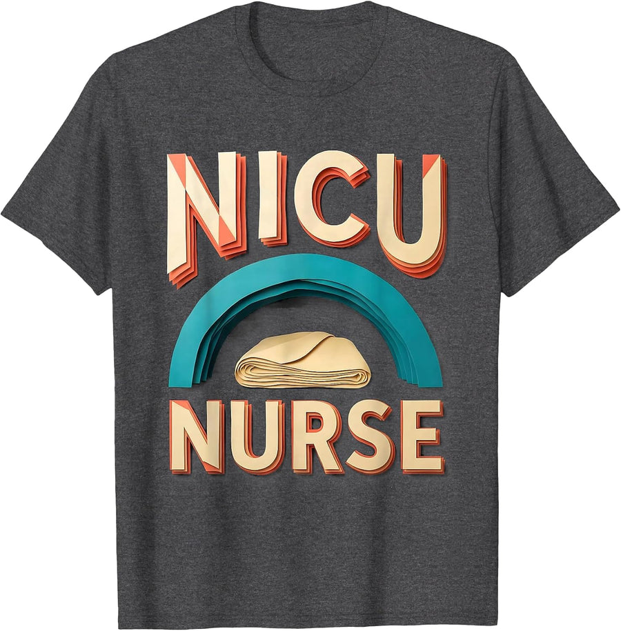Men's NICU Nurse Cute Paper Cutout Pediatric Nurse Practitioner T-Shirt - Dark Heather Grey