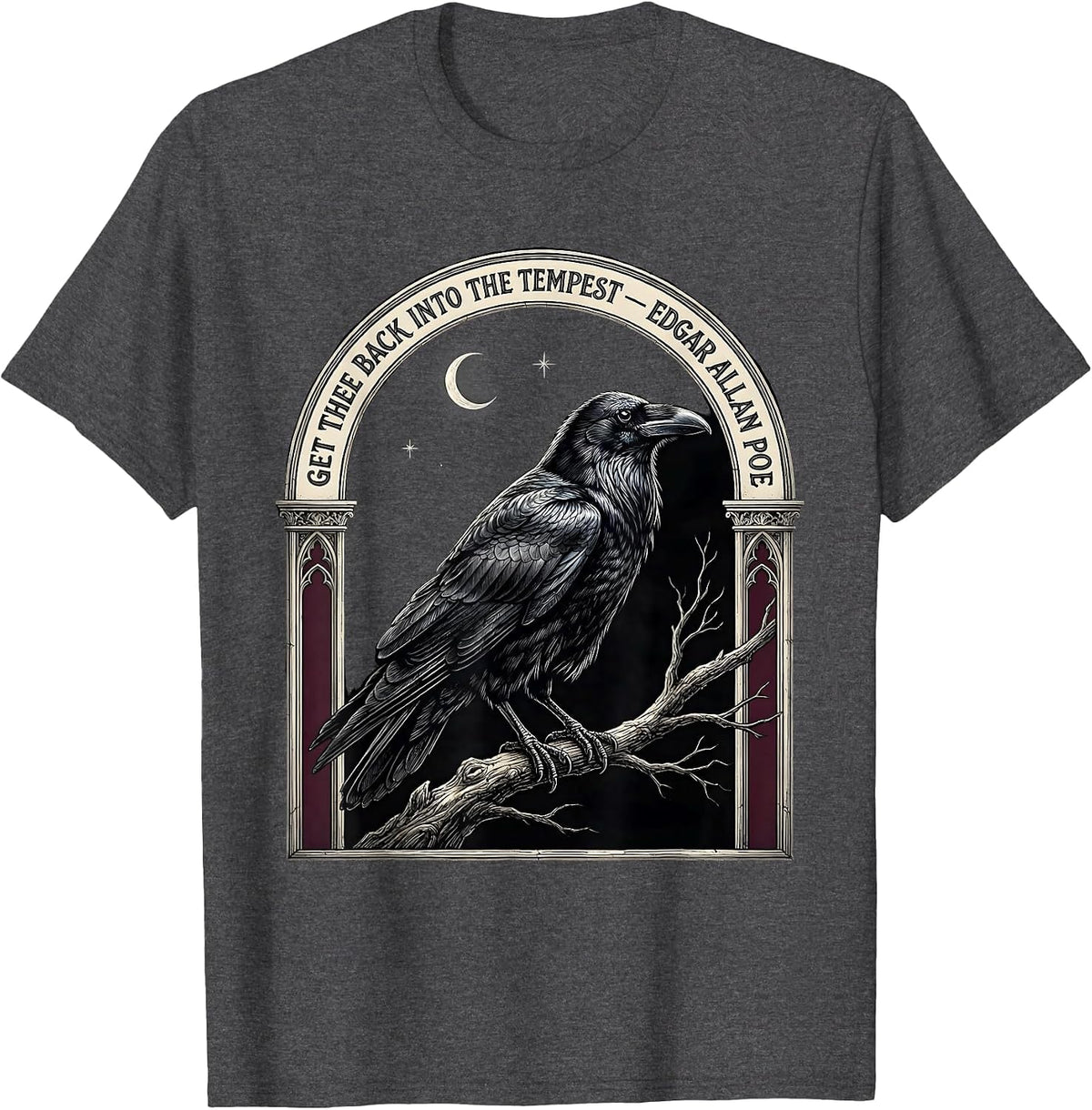 Men's Get Thee Back Into The Tempest — Edgar Allan Poe Gothic T-Shirt - Dark Heather Grey