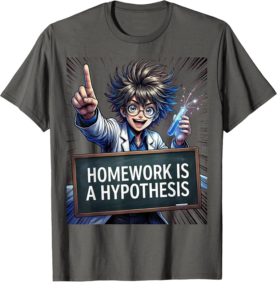 Homework Is a Hypothesis Science Teacher Design T-Shirt - Asphalt Grey