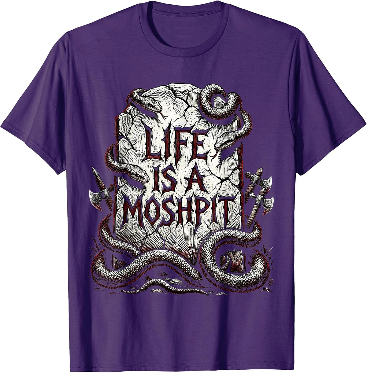 Life Is A Moshpit Metal Band Graphic Design T-Shirt - Purple