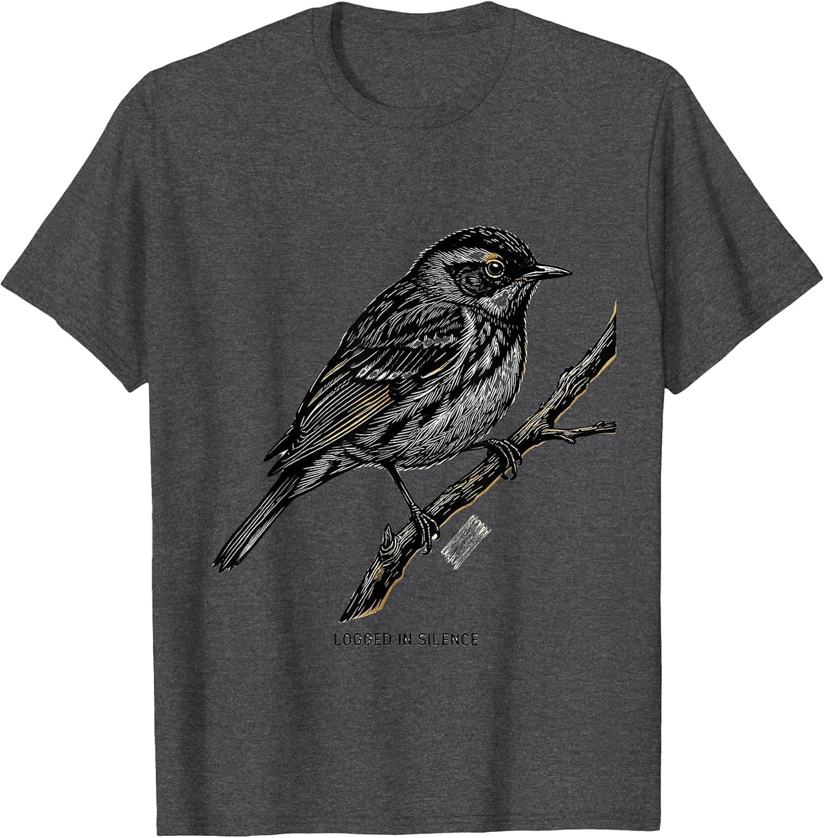 Logged In Silence Funny Birdwatching Bird Watcher T-Shirt - Dark Heather Grey