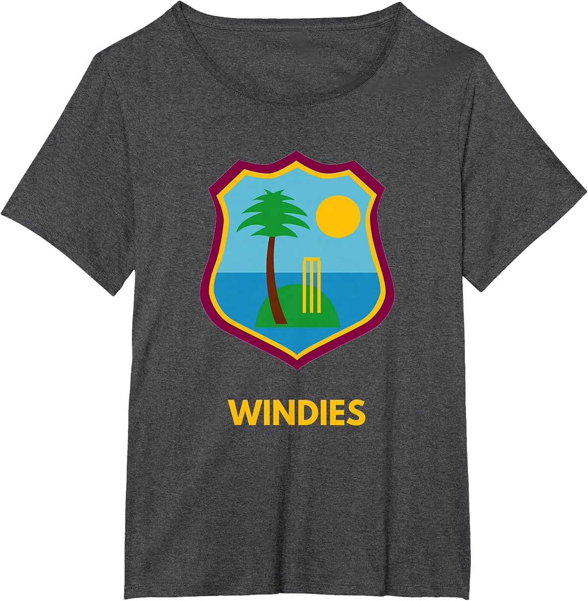 West Indies Windies Cricket Fans T-Shirt - Dark Heather Grey
