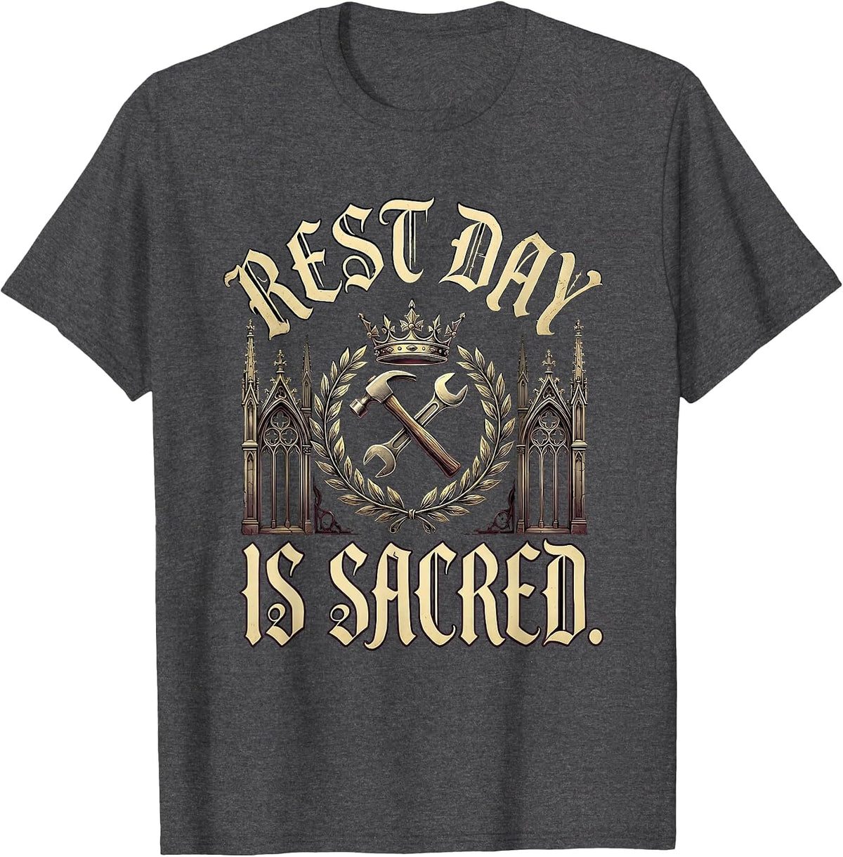 Rest Day Is Sacred Labor Day Graphic Design T-Shirt - Dark Heather Grey