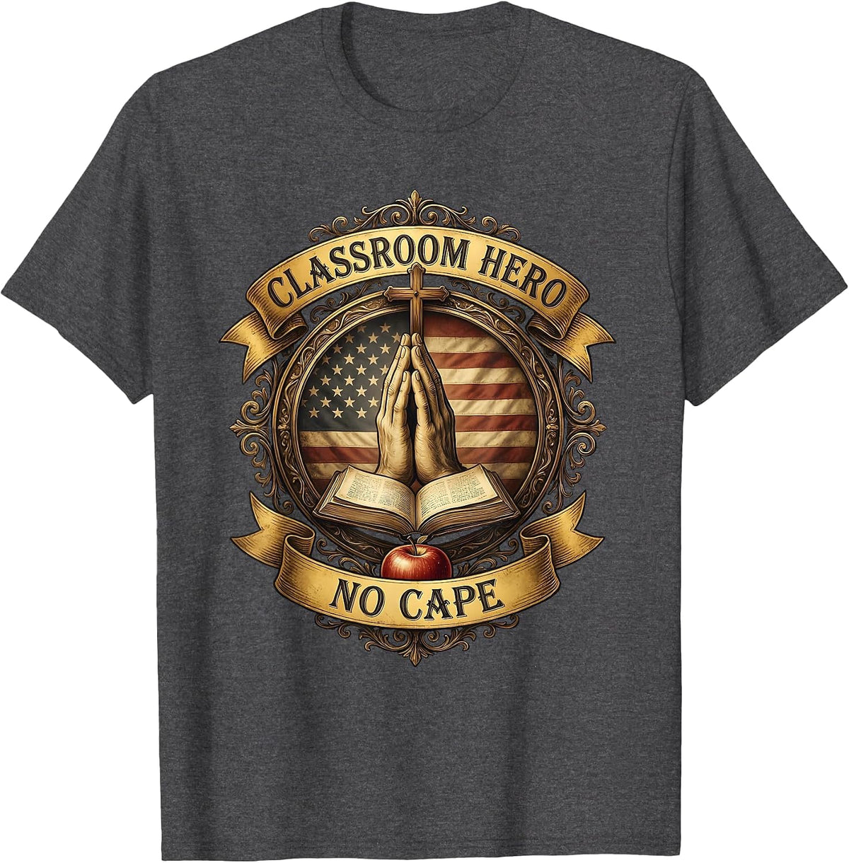 Classroom Hero No Cape Paraprofessional Design T-Shirt - Dark Heather Grey