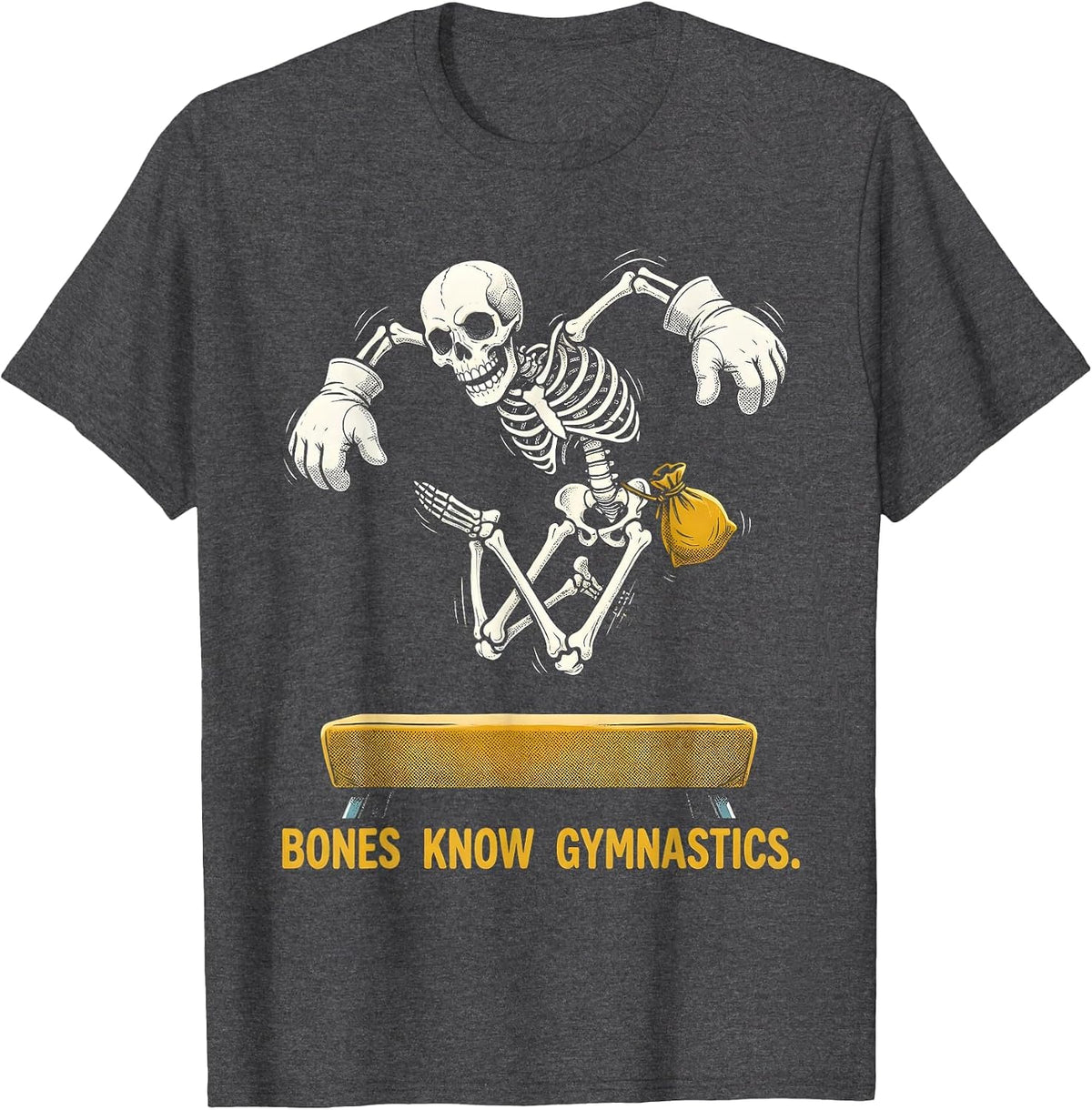 Bones Know Gymnastics Funny Skeleton Halloween Costume Kids T-Shirt - Dark Heather Grey