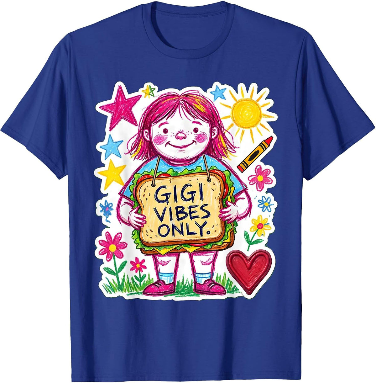 Men's Gigi Vibes Only Grandma Pride Design T-Shirt - Royal Blue