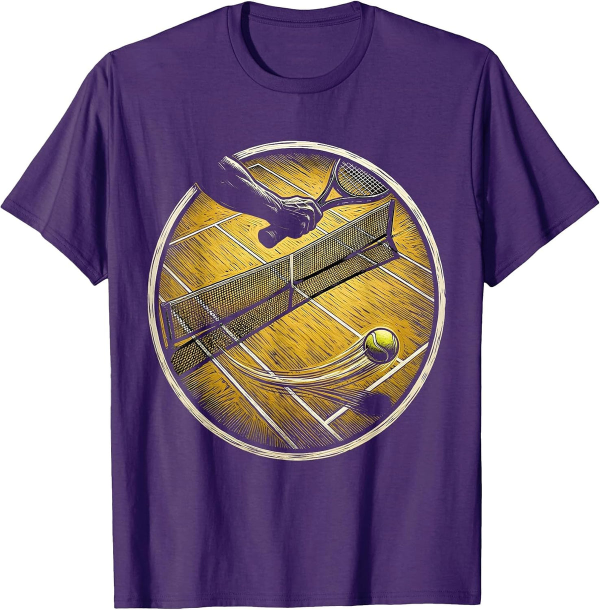 Tennis Ace Serve Overhead View Graphic T-Shirt - Purple