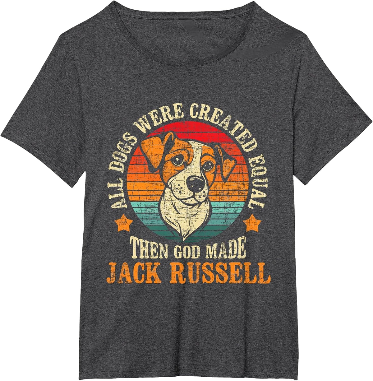 All Dogs were Created Equal - Jack Russell Terrier Dog Lover T-Shirt - Dark Heather Grey