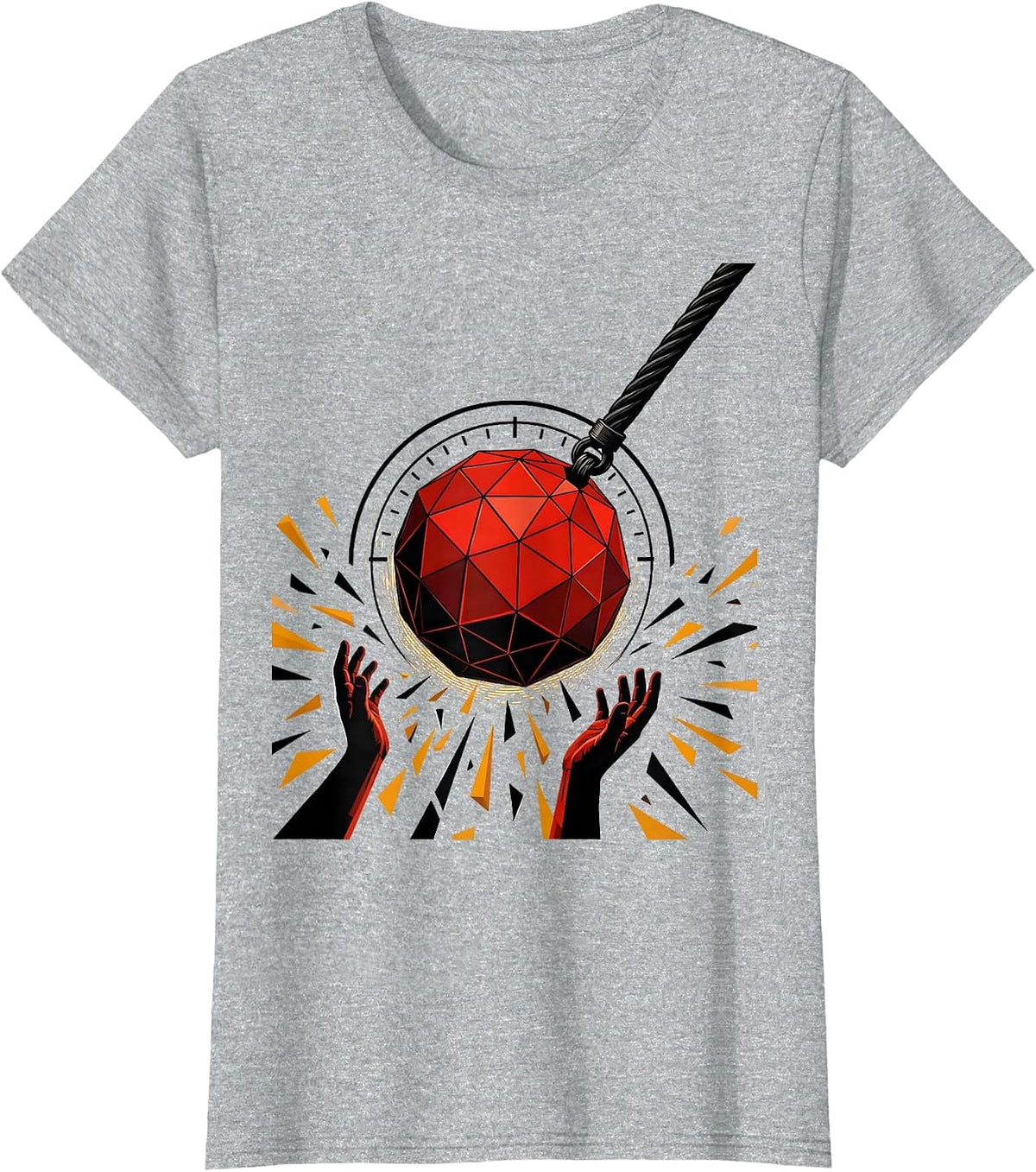 Women's Countdown Sphere Ball Drop Dirty Humor Party T-Shirt - Heather Grey