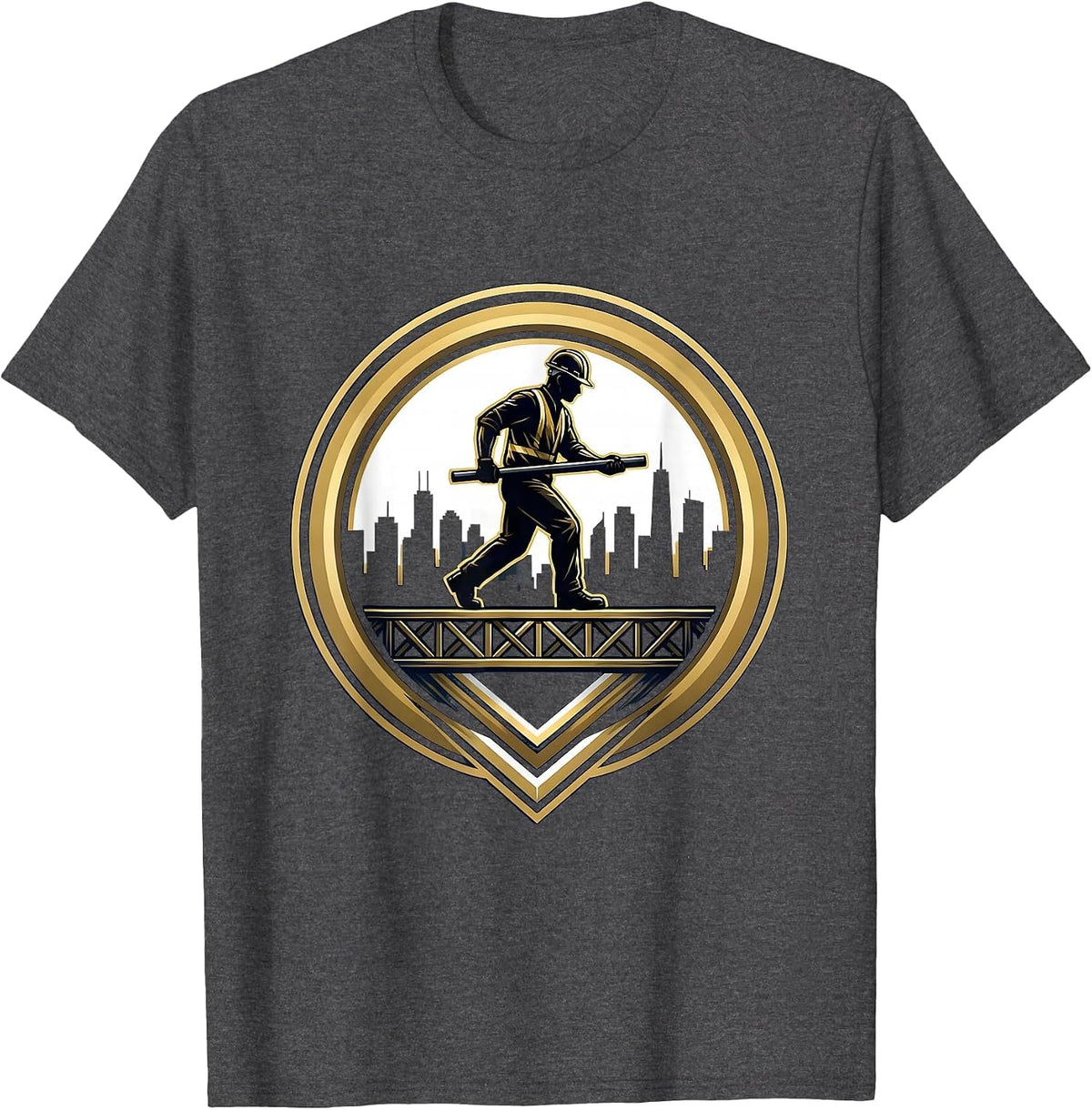 Iron Worker Steel Beam Labor Day Graphic T-Shirt - Dark Heather Grey