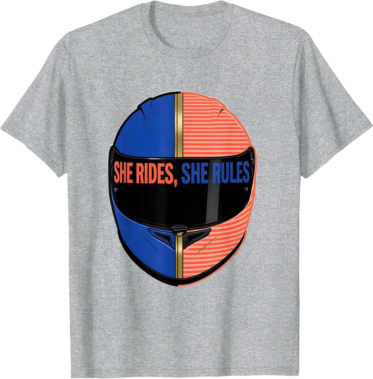 Men's She Rides She Rules Equestrian Cowgirl Design T-Shirt - Heather Grey