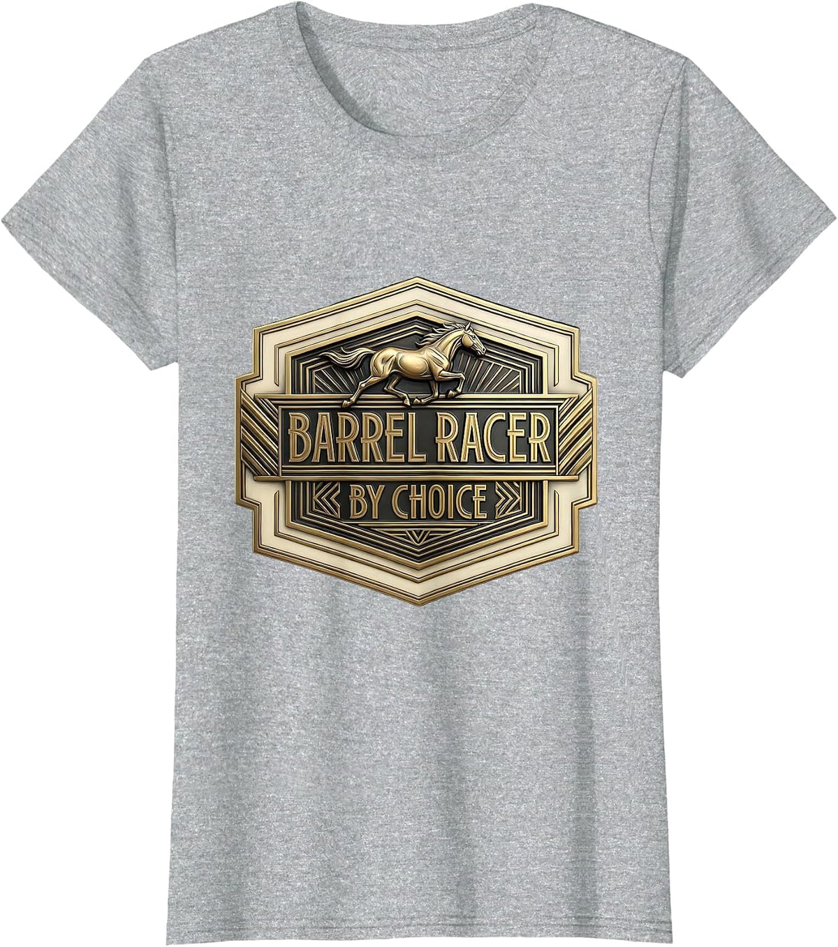 Barrel Racer By Choice Rodeo Design T-Shirt - Heather Grey