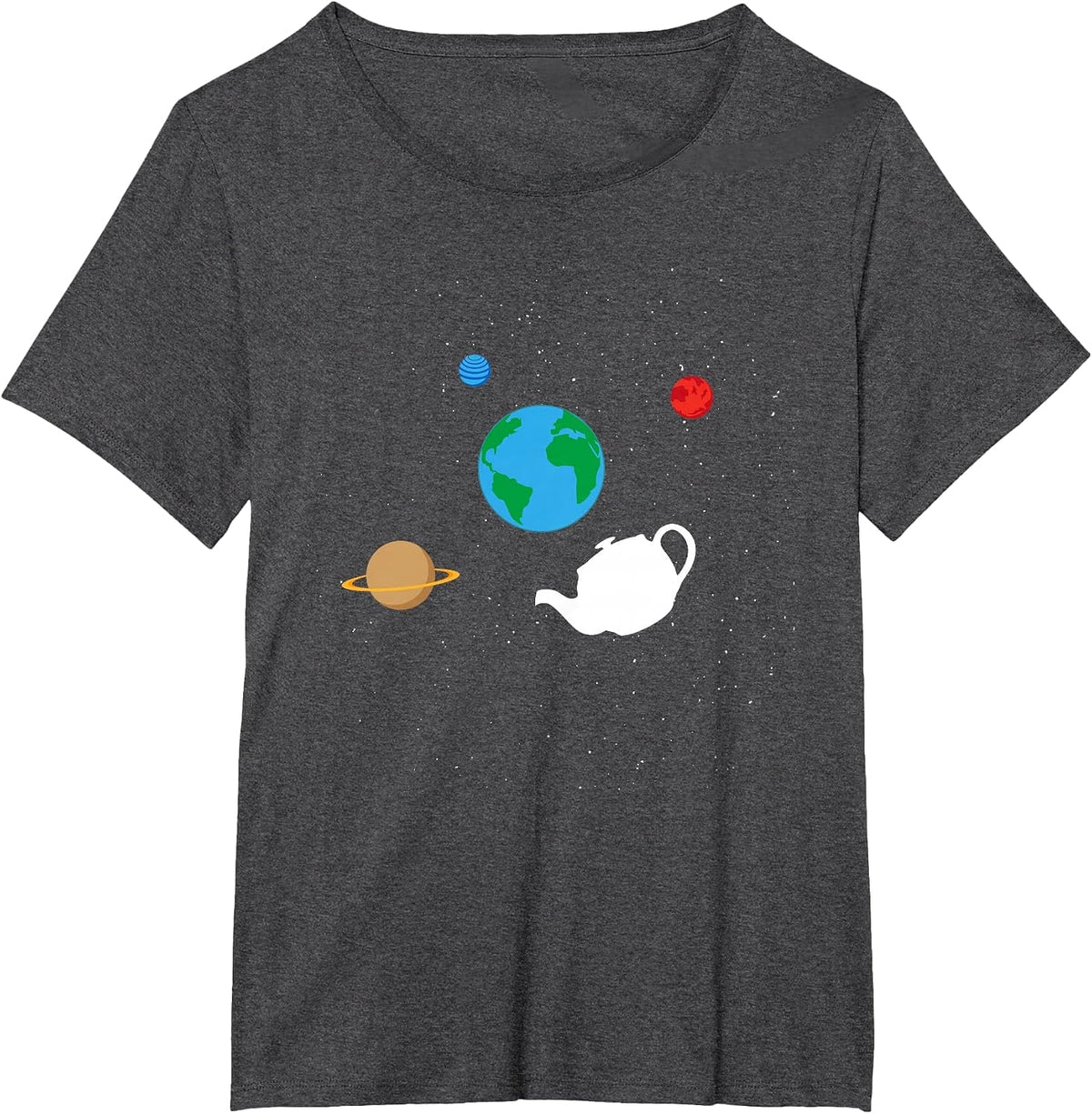 Bertrand Russell - Teapot Metaphor for Philosophers T-Shirt - Dark Heather Grey