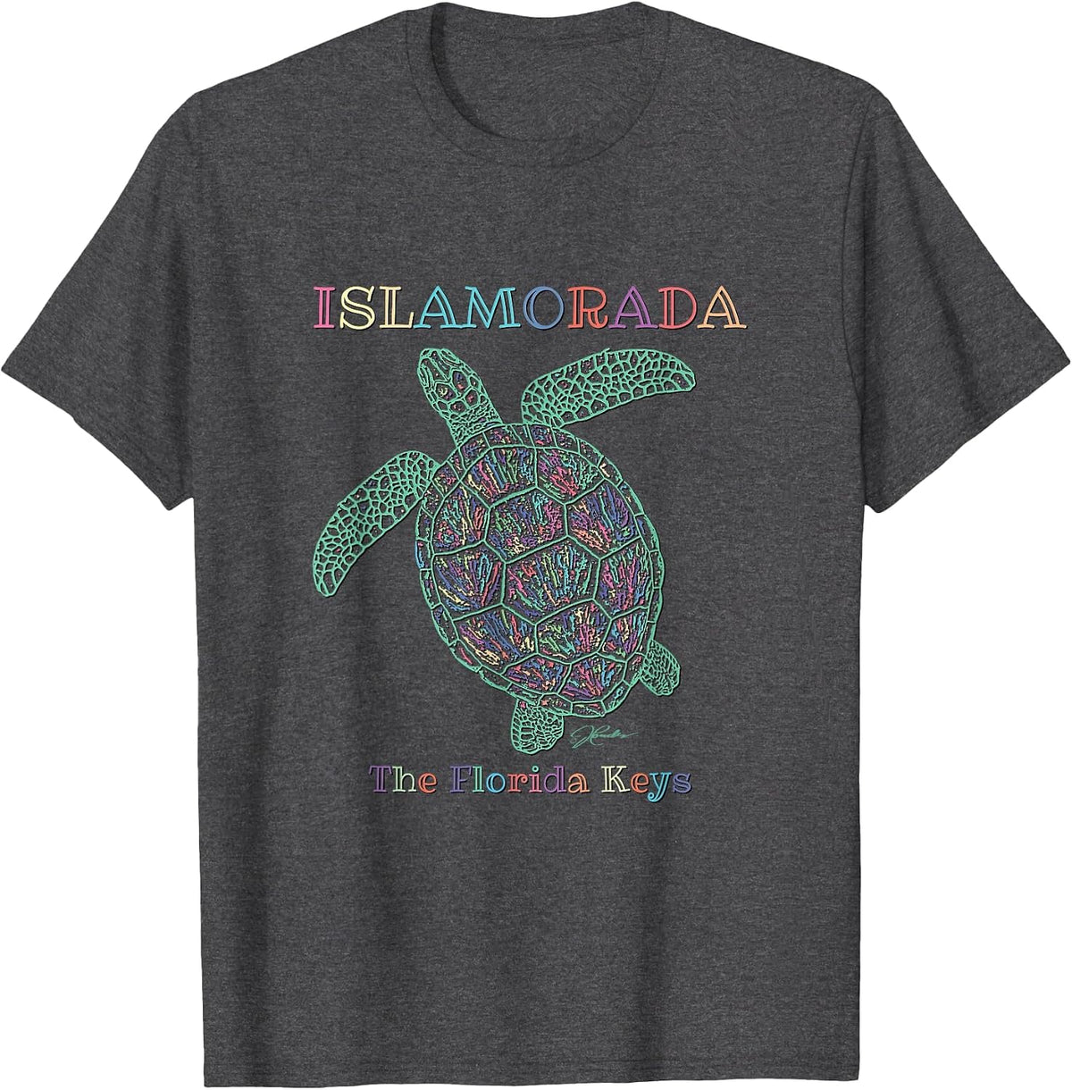 JCombs: Islamorada, The Florida Keys, Sea Turtle T-Shirt T-Shirt - Dark Heather Grey